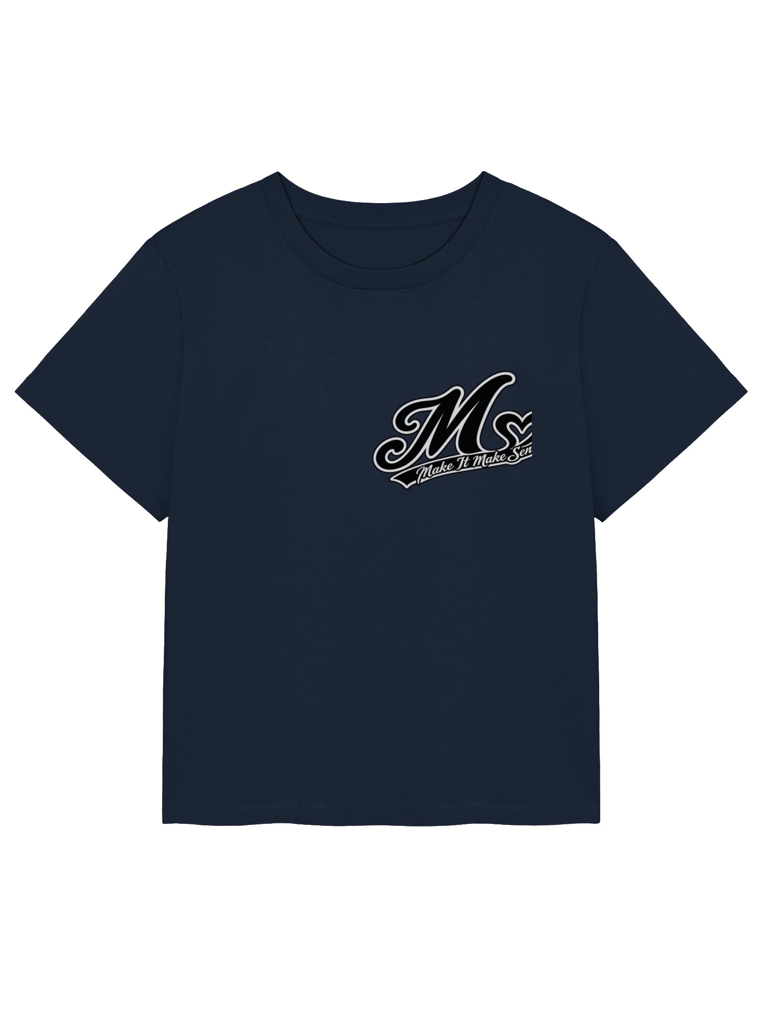 Make It Make Sense Women’s Black and White M Heart T-Shirt product image (3)