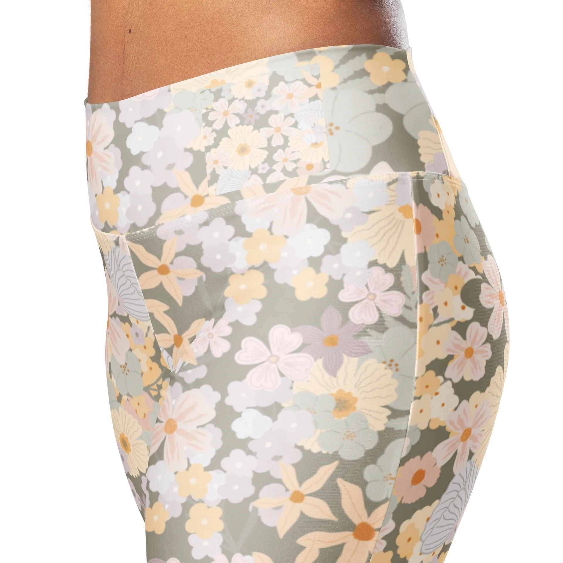 Pastel Cottage Floral Flare Yoga Leggings product image (4)