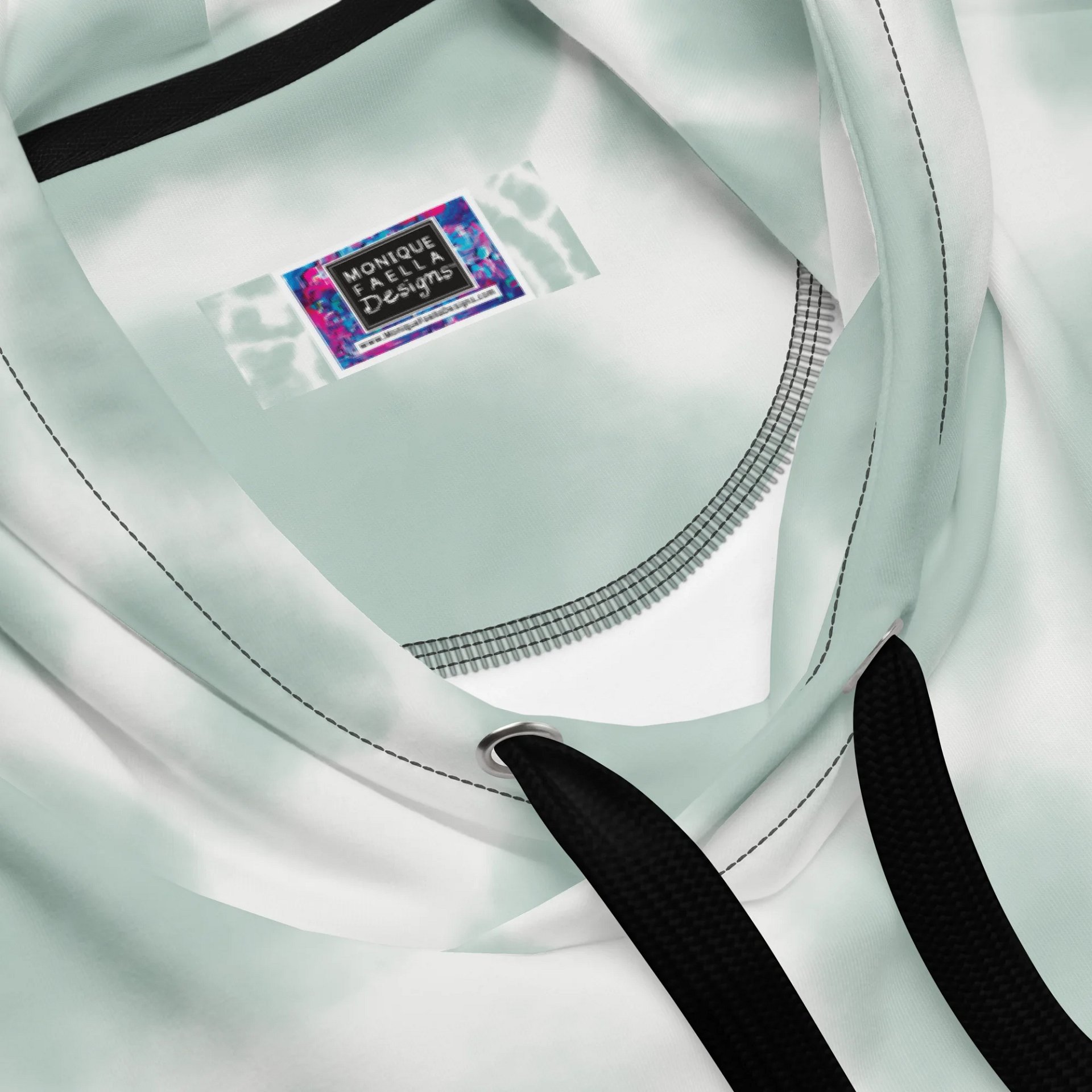 Mermaid Love | Black on Vapor Ripple | Comfy All-Over Print Unisex Hooded Sweatshirt | Ocean-Inspired | Monique Faella Designs™ product image (4)