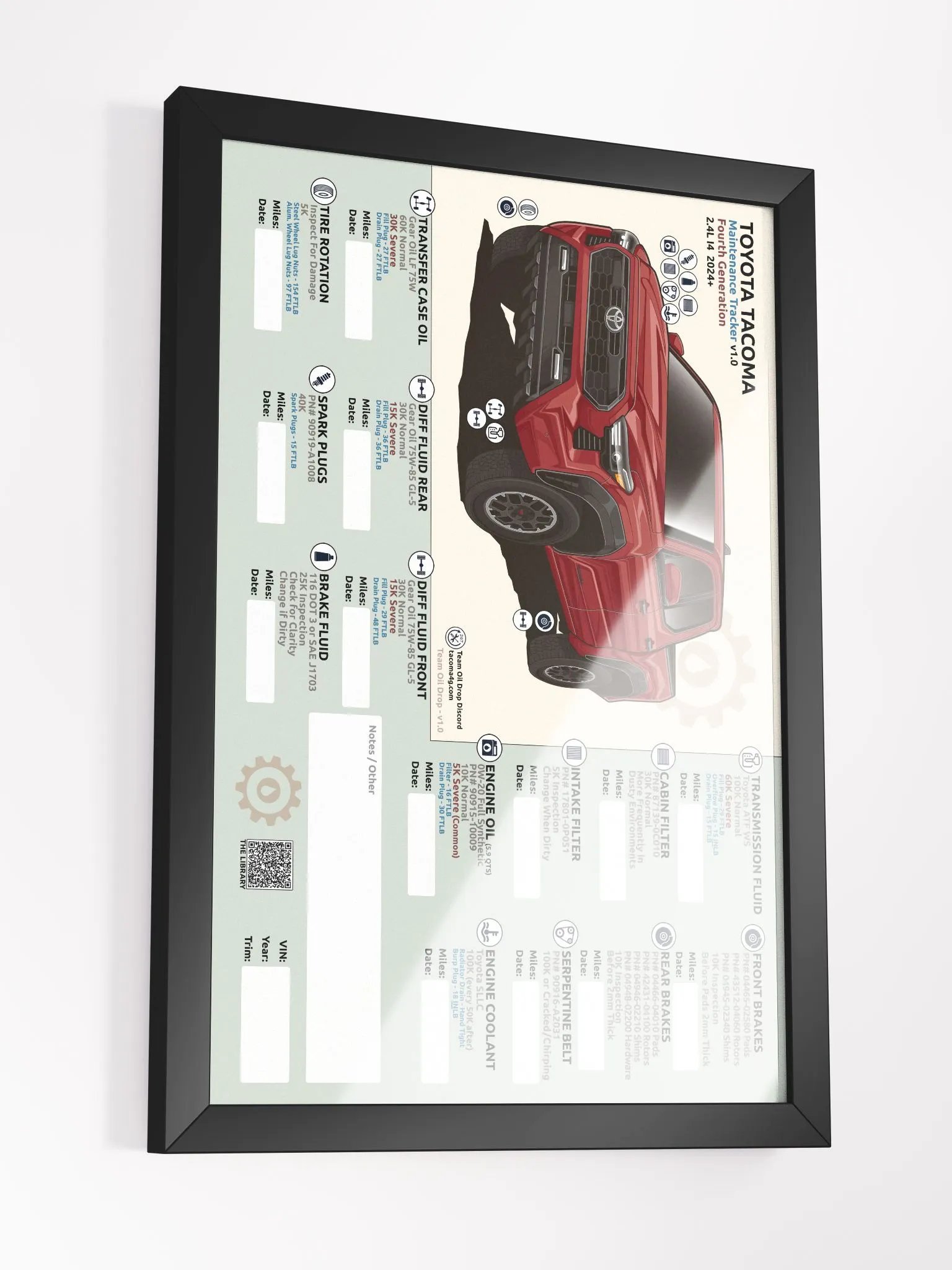 4TH GEN MAINTENANCE TRACKER V1.0 - Red (FRAMED) product image (4)
