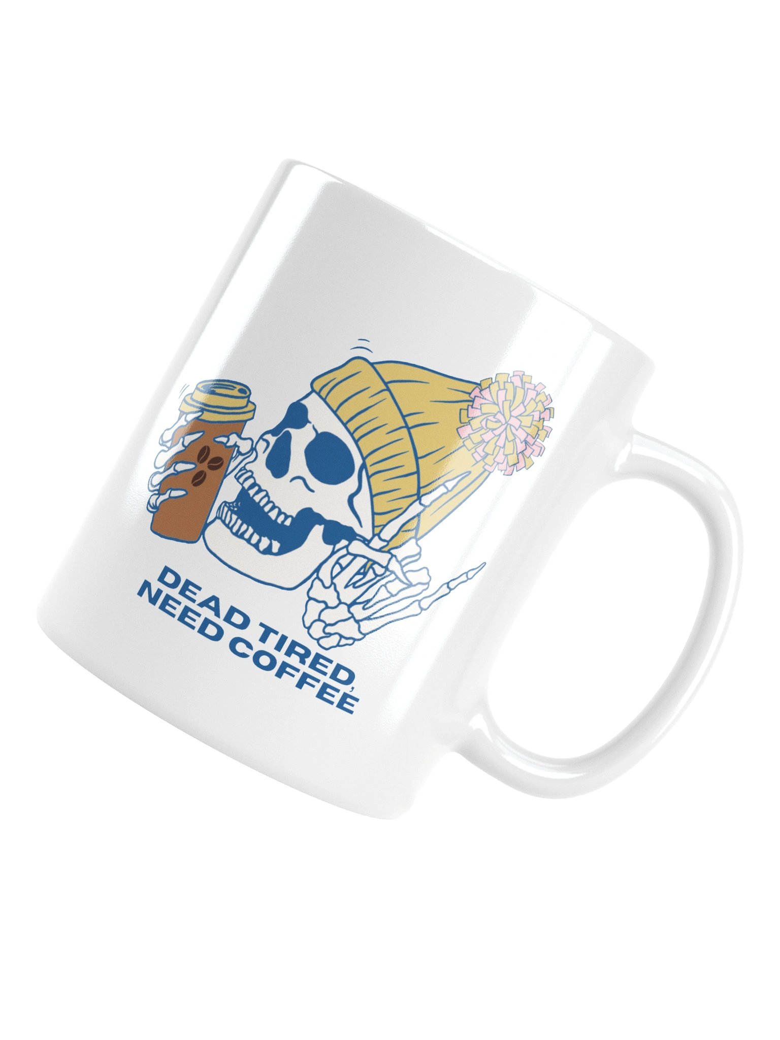Golden “Dead Tired, Need Coffee.” Skeleton Ceramic Mug product image (13)