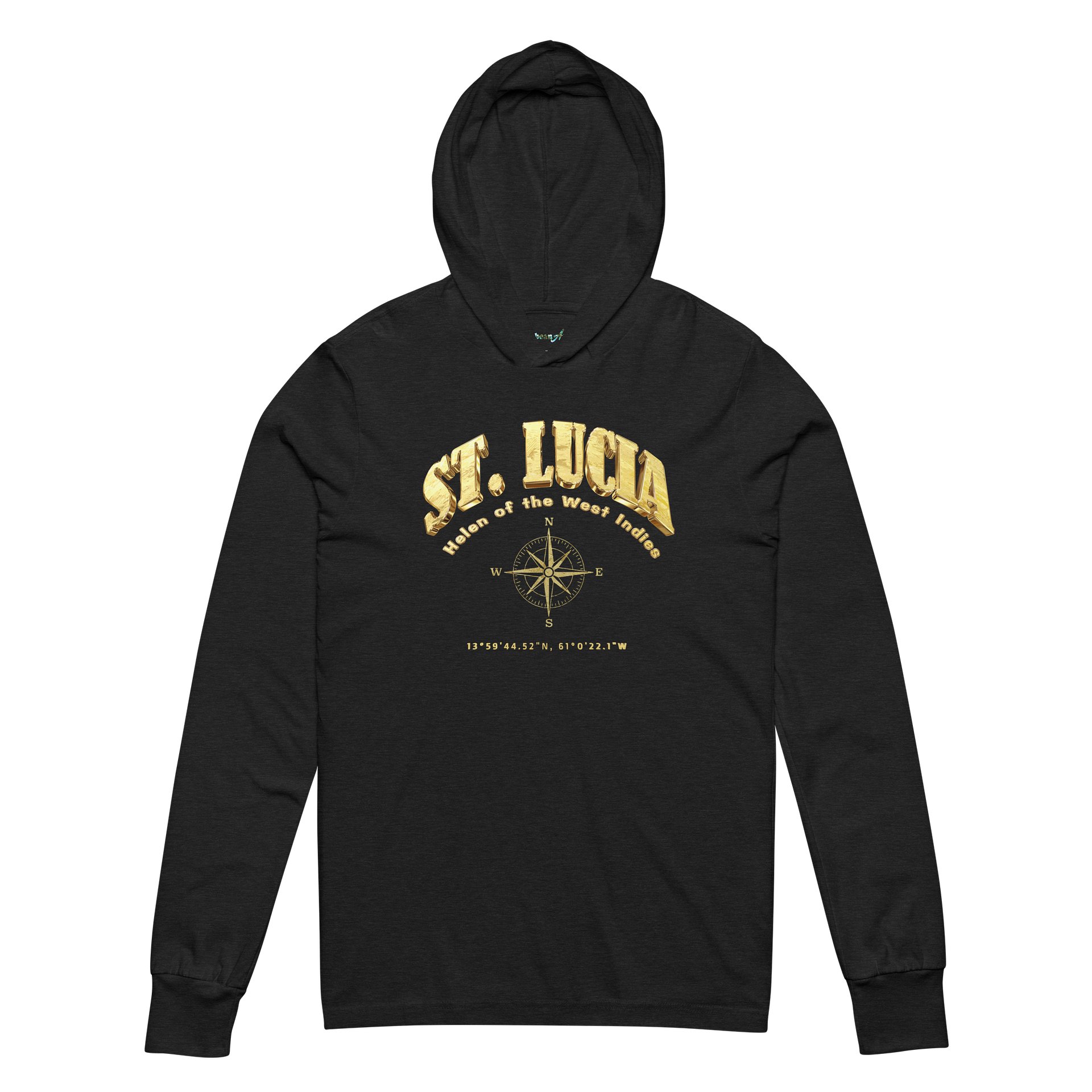 Compass - St.Lucia - Vintage Gold | Unisex Hooded Long Sleeve Tee product image (3)