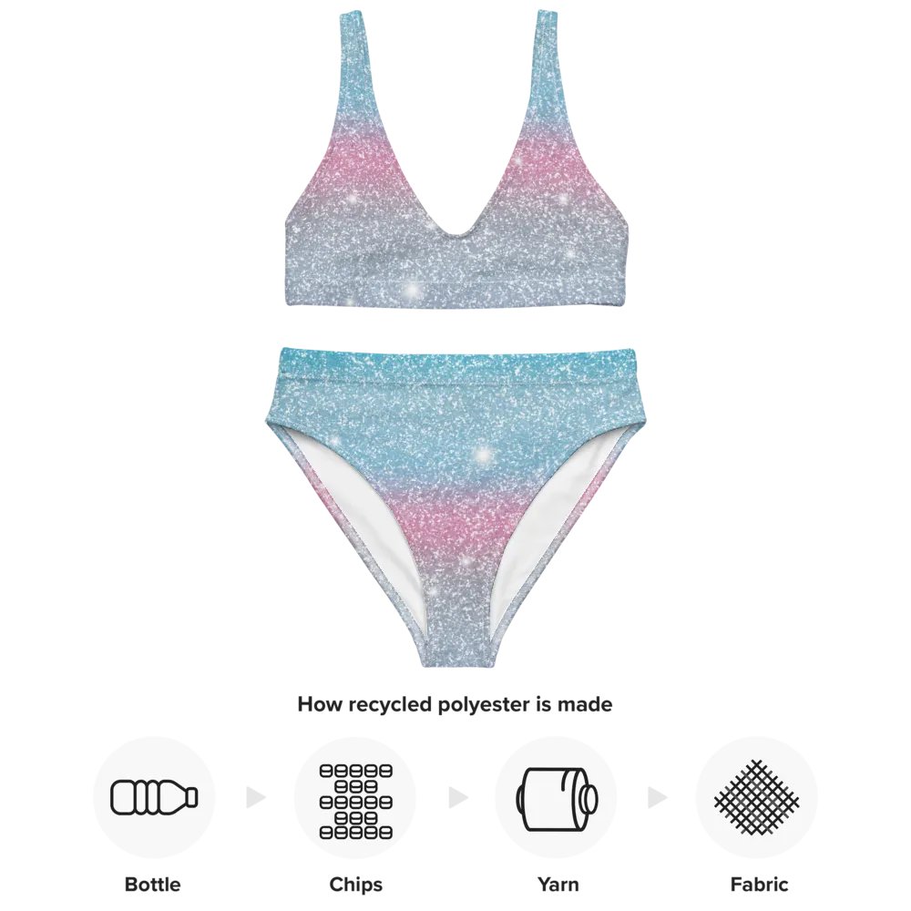 Glitter Unicorn Texture Design High Waisted Bikini (4) product image (4)