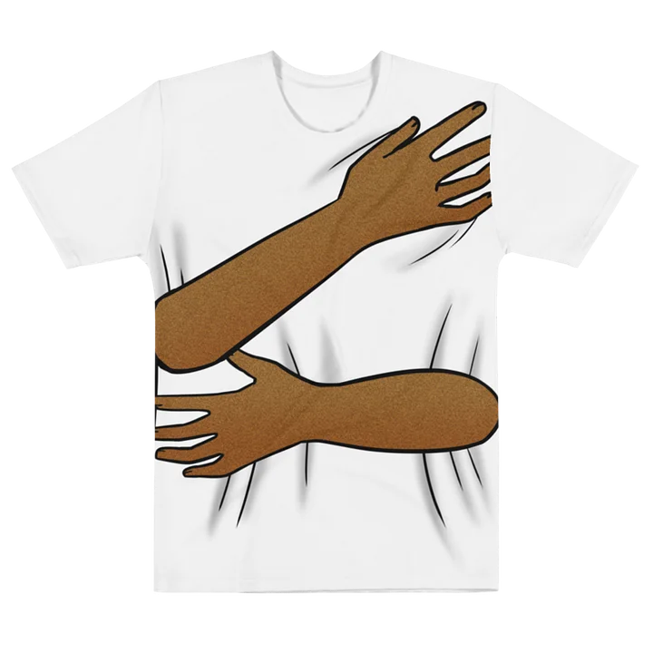Back Hug T-Shirt (White shirt / dark brown skin tone) product image (1)