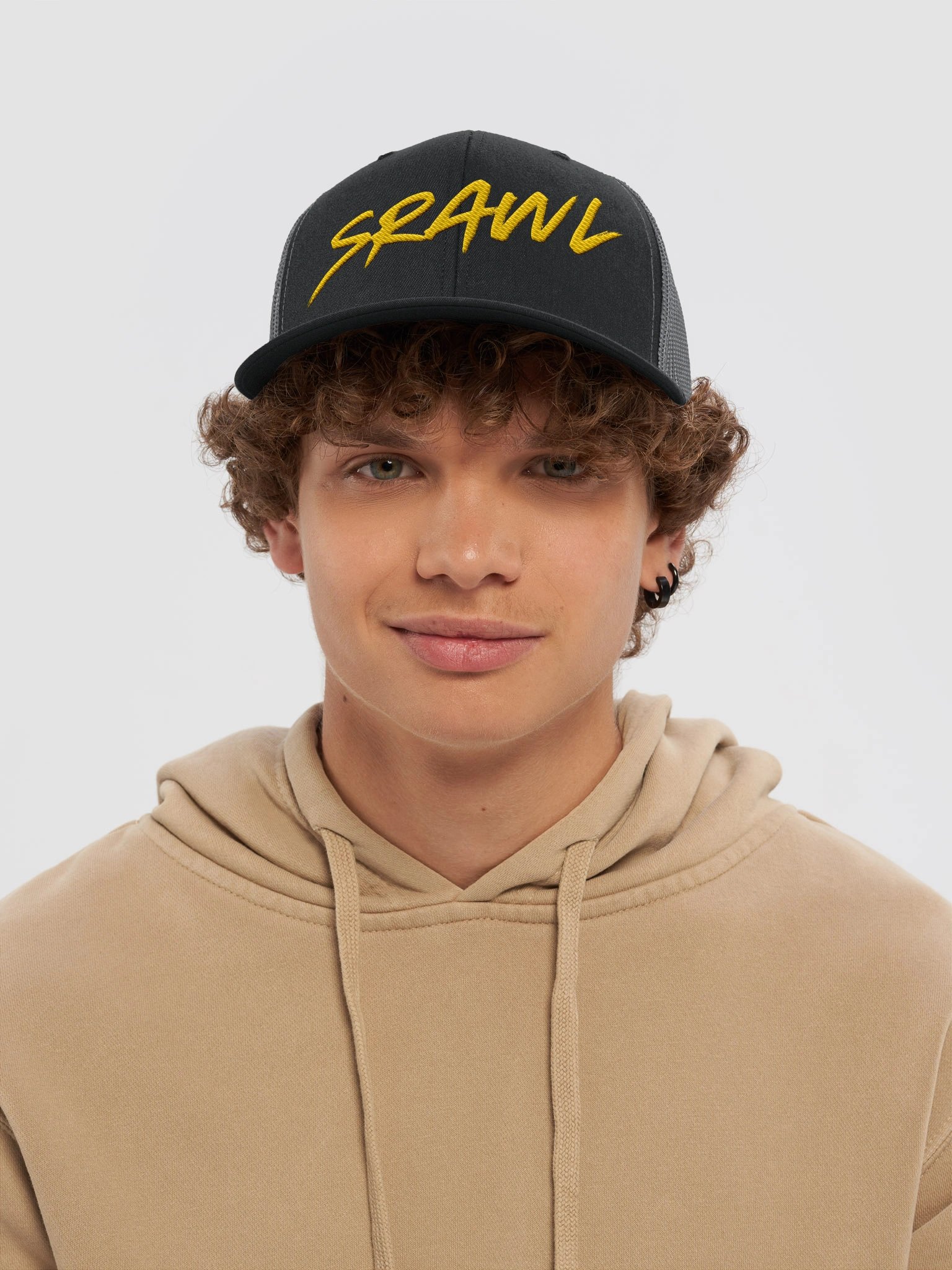 SPAWL Yellow Brush Script Trucker Hat product image (35)