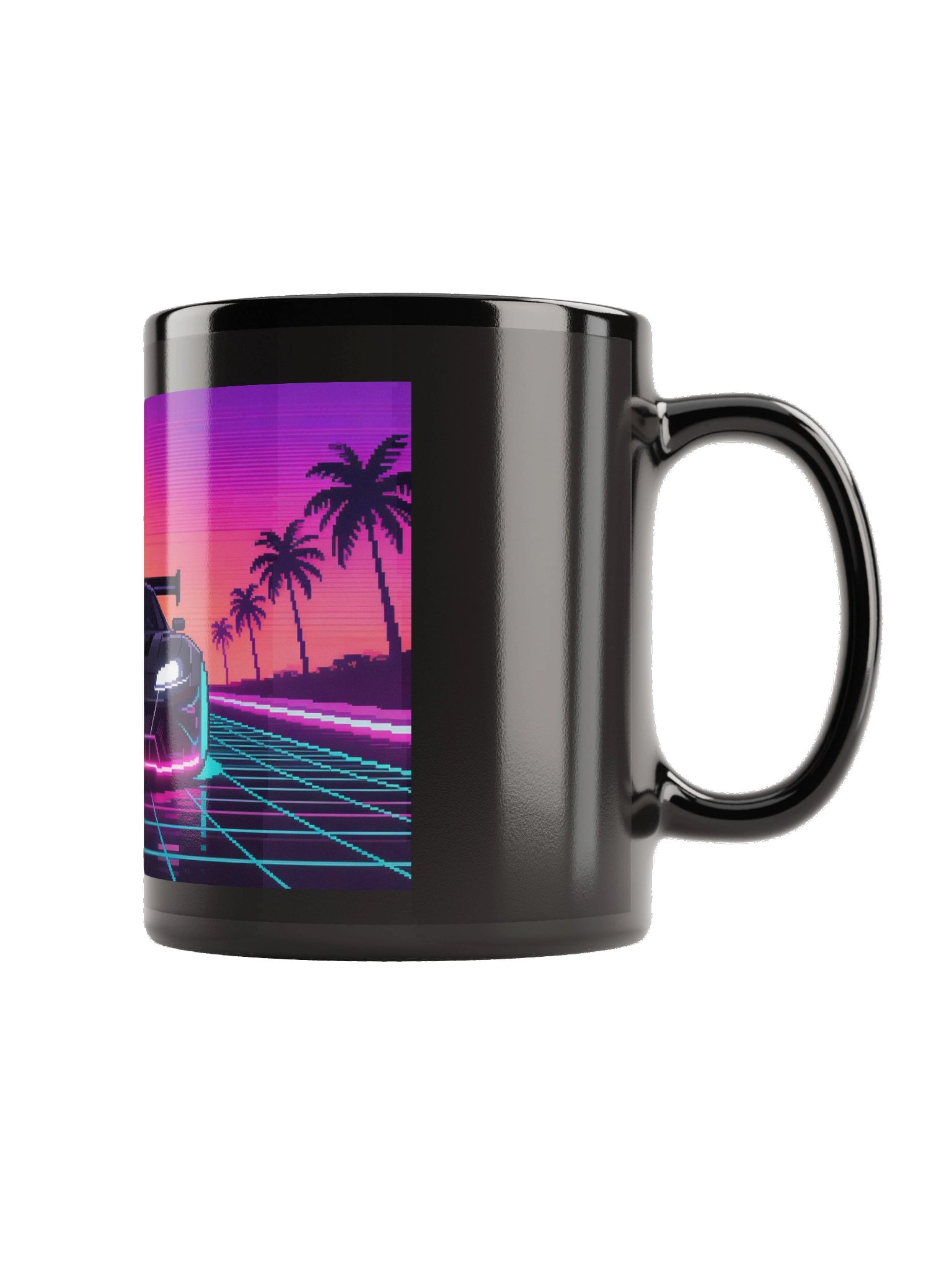 TS-69 Sunset Retro Pixel Art | Black Glossy Mug product image (3)