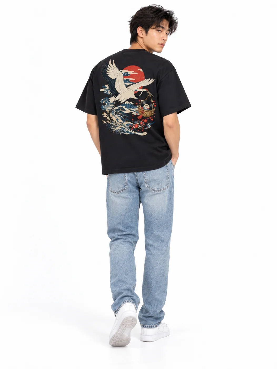 Red-Crowned Crane Journey Faded Graphic Tee product image (6)