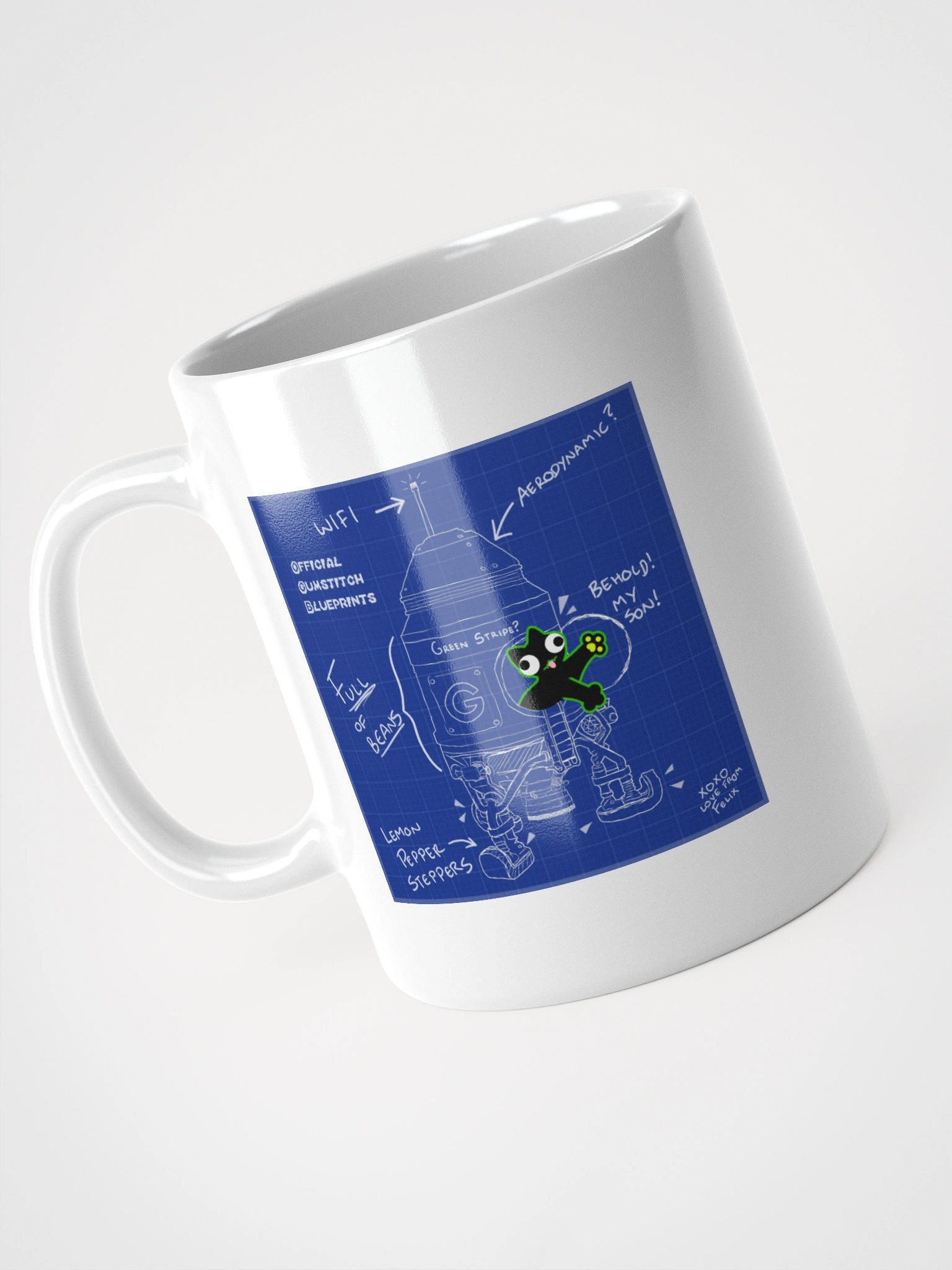 White Mug - DerpCat II Rocket Blueprint product image (9)