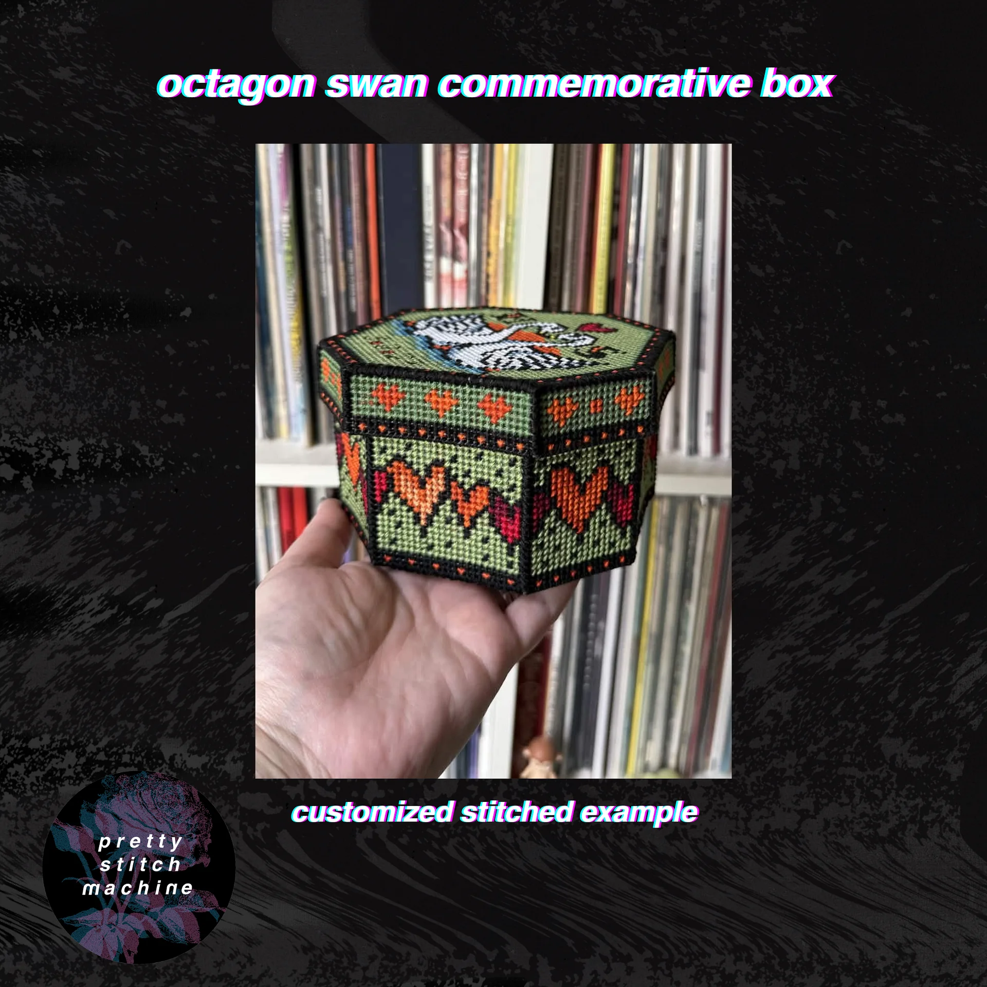 Commemorative Swan Keepsake Octagon Box Plastic Canvas Pattern product image (3)
