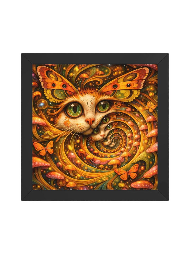Psychedelic Organic Spiral Cat – Surreal Butterfly Fantasy Wall Art product image (1)