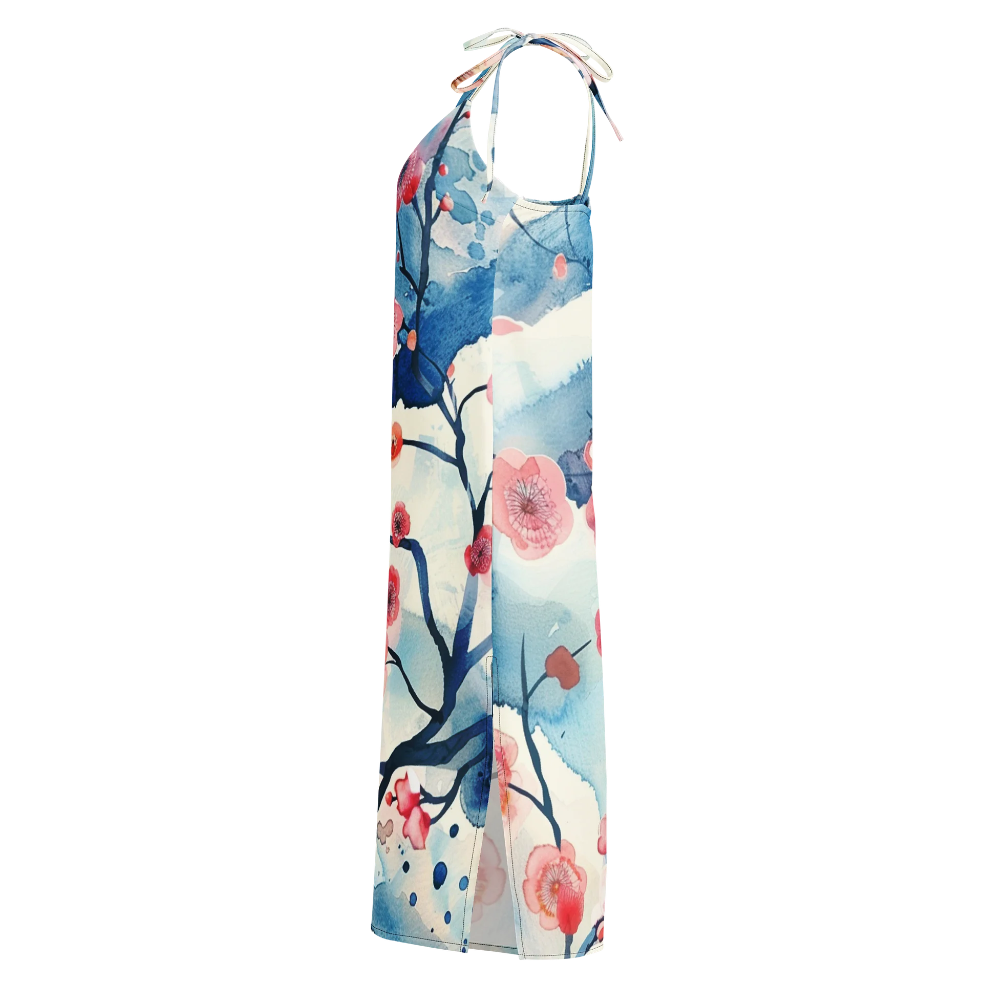 Traditional Japanese Watercolor Slip Dress - Pink Plum Blossom Apparel product image (3)