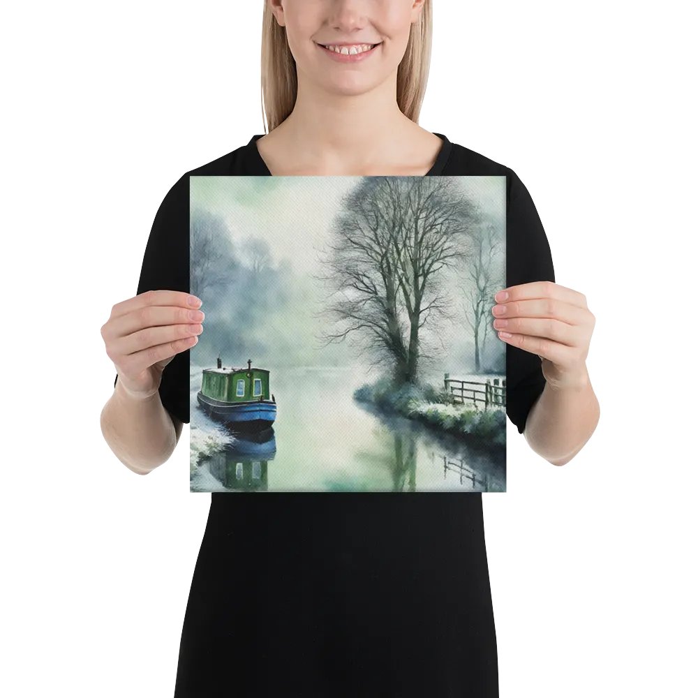 Narrow Boat In Winter Watercolour Wall Art product image (3)