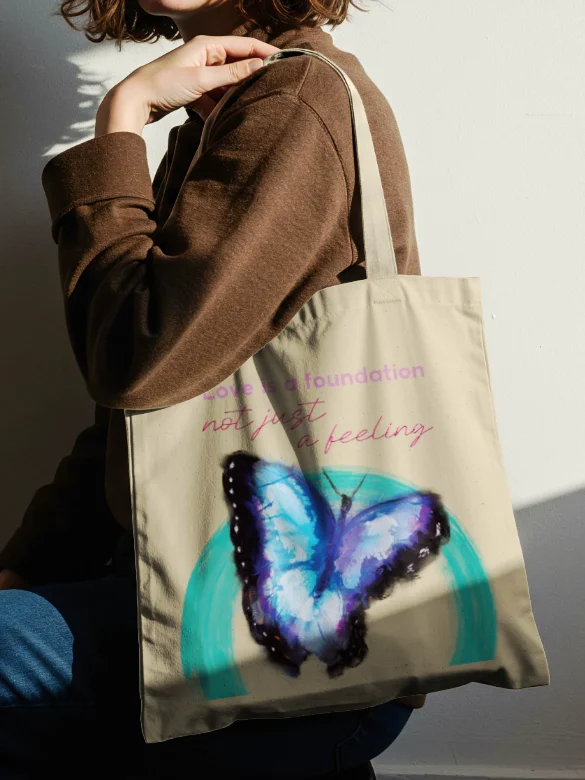 Watercolor Butterfly Love Tote [Turquiose] product image (1)