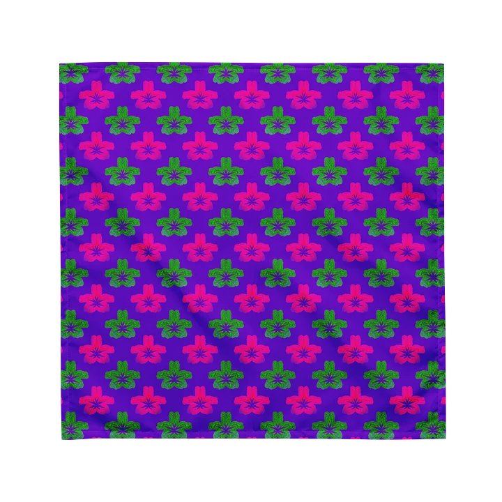 Cannabis Flower Art Bandana, Pot Leaf Pattern 420 Festival Fashion, Neon Green Hot Pink Purple Weed Rave Style Accessory product image (1)