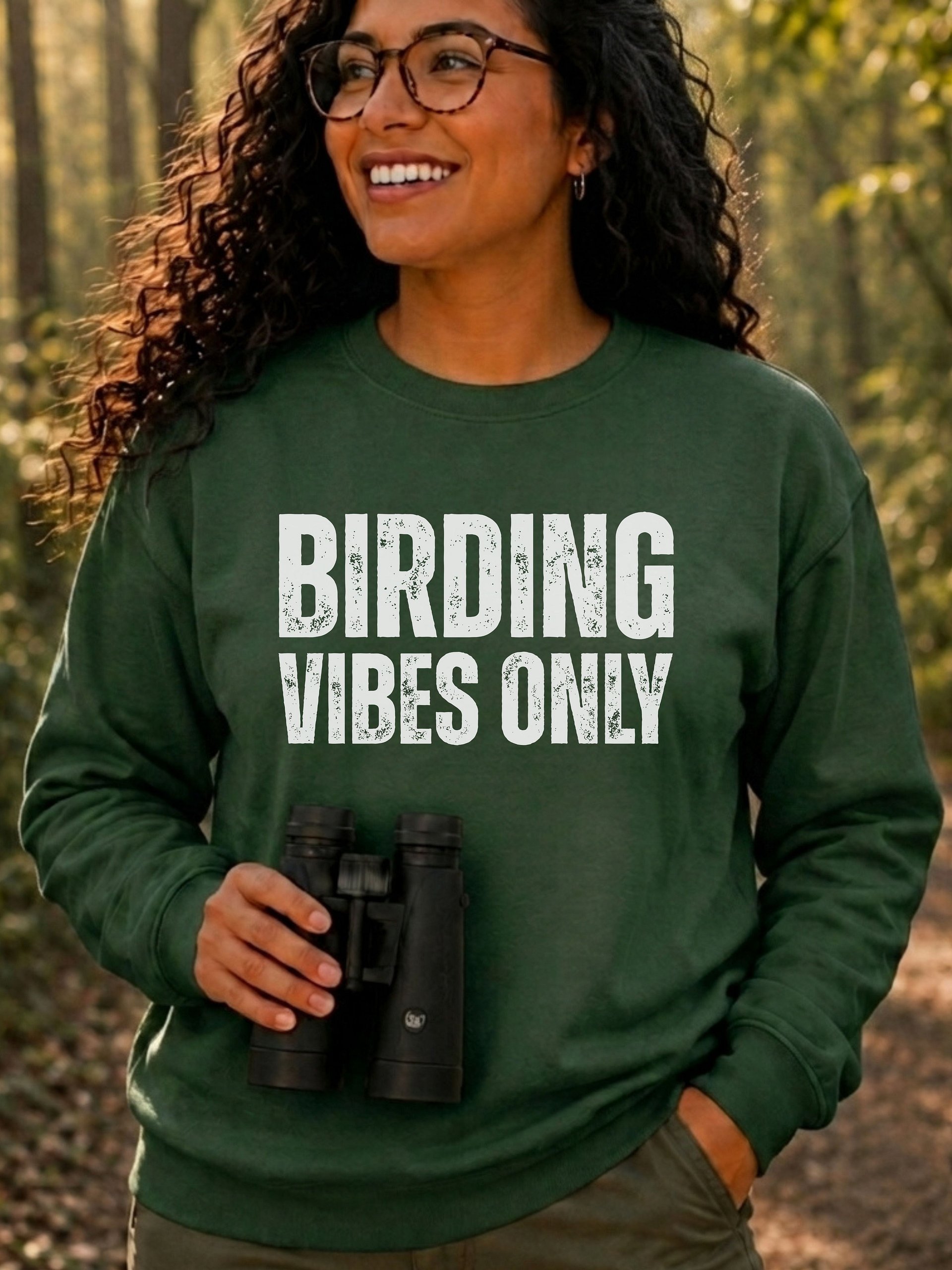 Birding Vibes Only Crewneck Sweatshirt – Funny Positive Quote Nature Pullover product image (6)