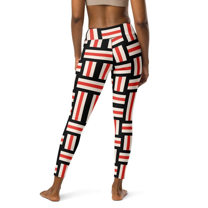 Modern Artisan High-Waist Leggings - Red, White, and Black Striped product image (2)