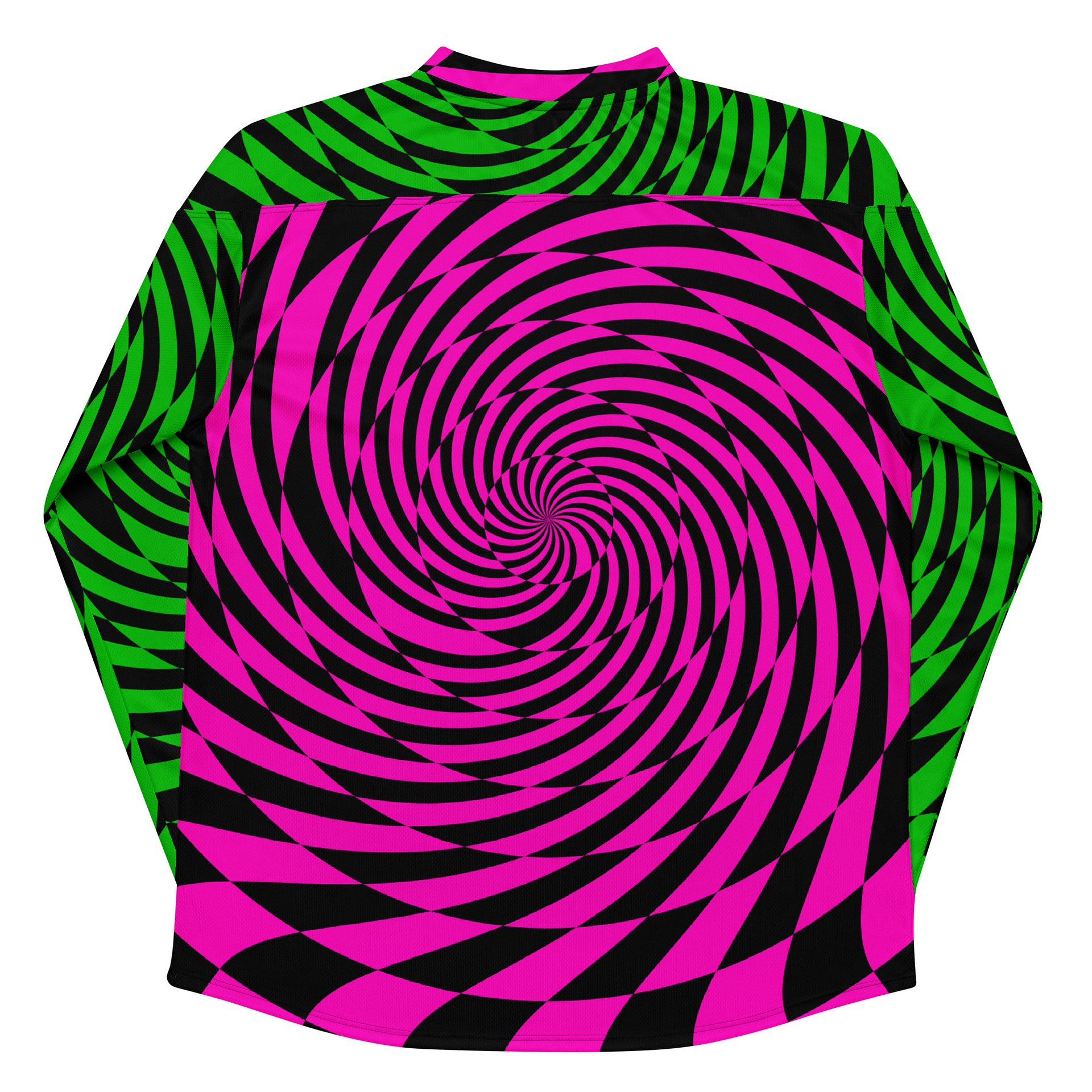 Trippy Rave Hockey Jersey, Psychedelic Spirals EDM Shirt, Fun Swirl Festival Wear, Retro Raver Fashion, Neon Pink Green Checkers Clothes product image (8)