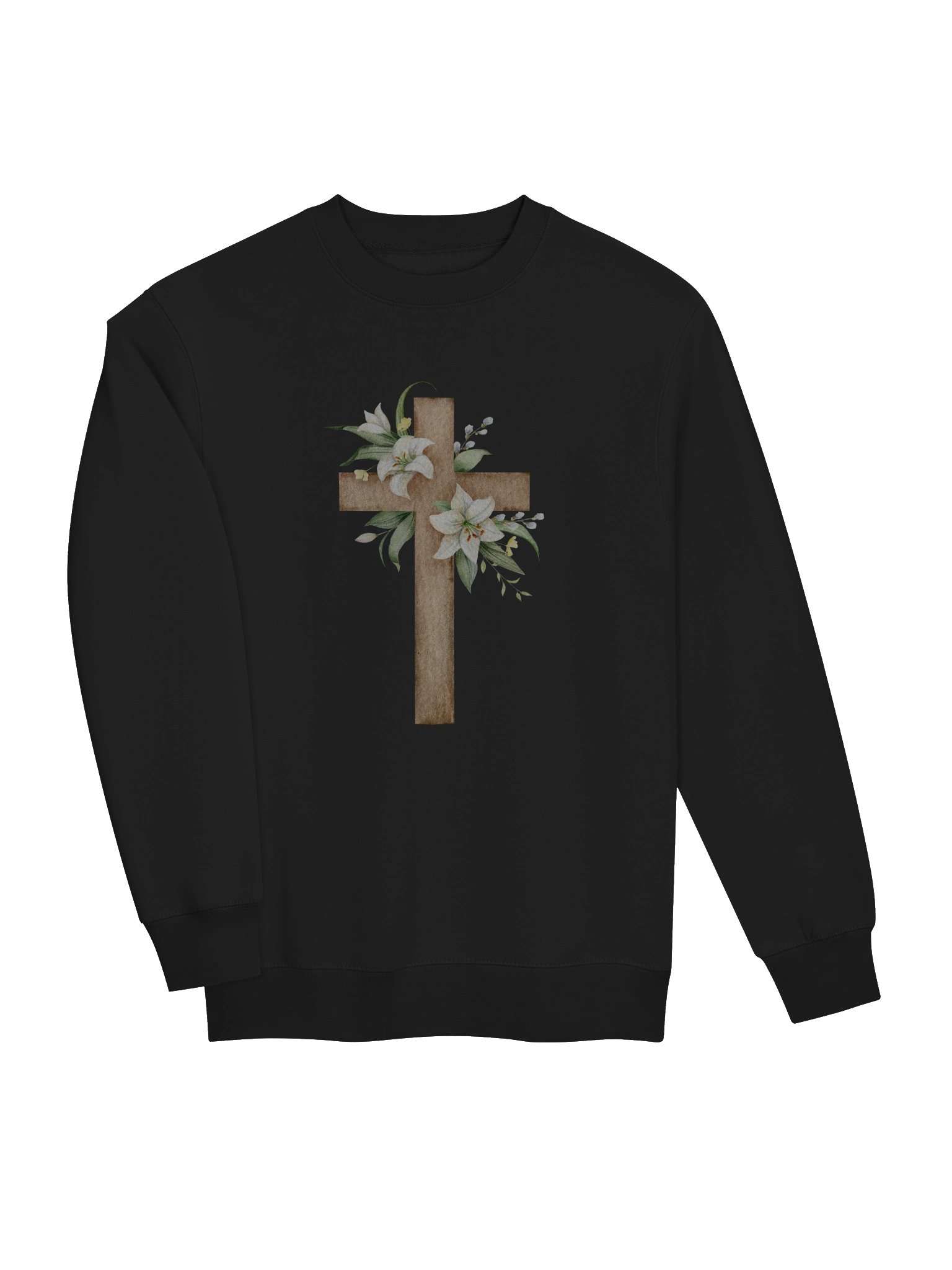 Serene Lily Adorned Cross Crewneck Sweatshirt product image (3)