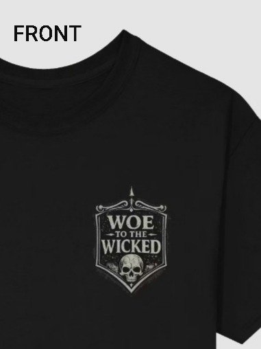 Woe To The Wicked T-Shirt, Angel of Death, Skulls of Disaster Bible Verse Tee product image (6)