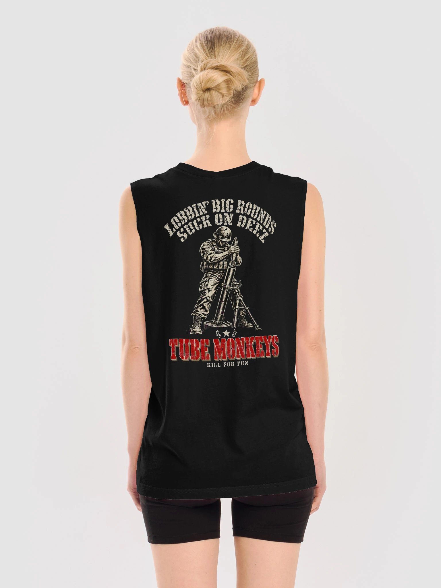 Tube Monkeys "Lobbin' Big Rounds" Mortarman Muscle Tank product image (4)