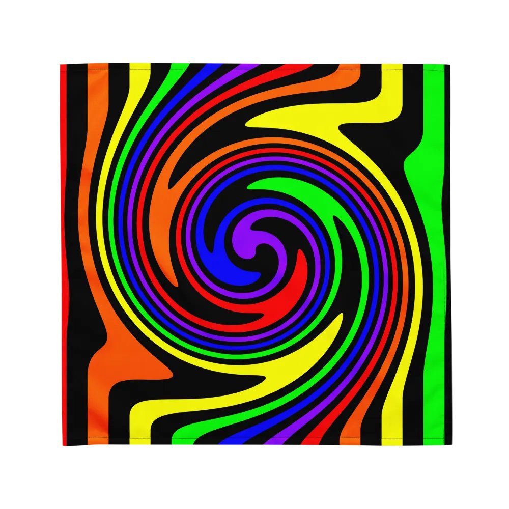 Queer Rainbow Psychedelic Spirals Bandana, Colorful Gay Pride Accessory product image (3)
