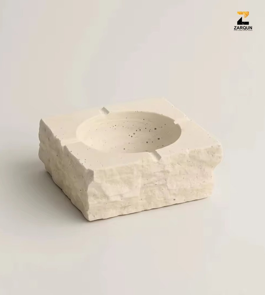 Handmade Vintage Beige Travertine Square Ashtray product image (3)