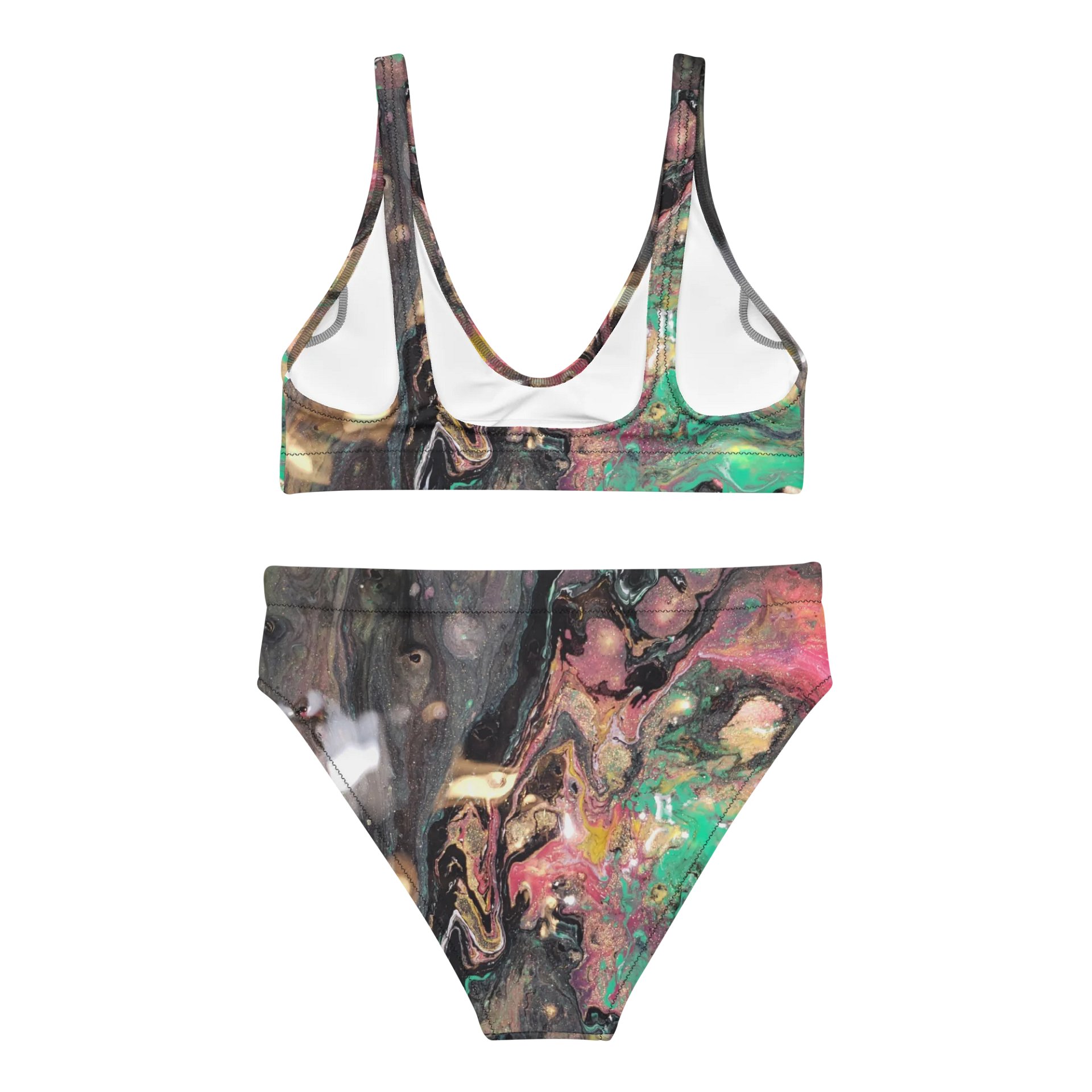 Bucket of paint creates galaxies Marbled Goddess High Waisted Bikini Set product image (2)