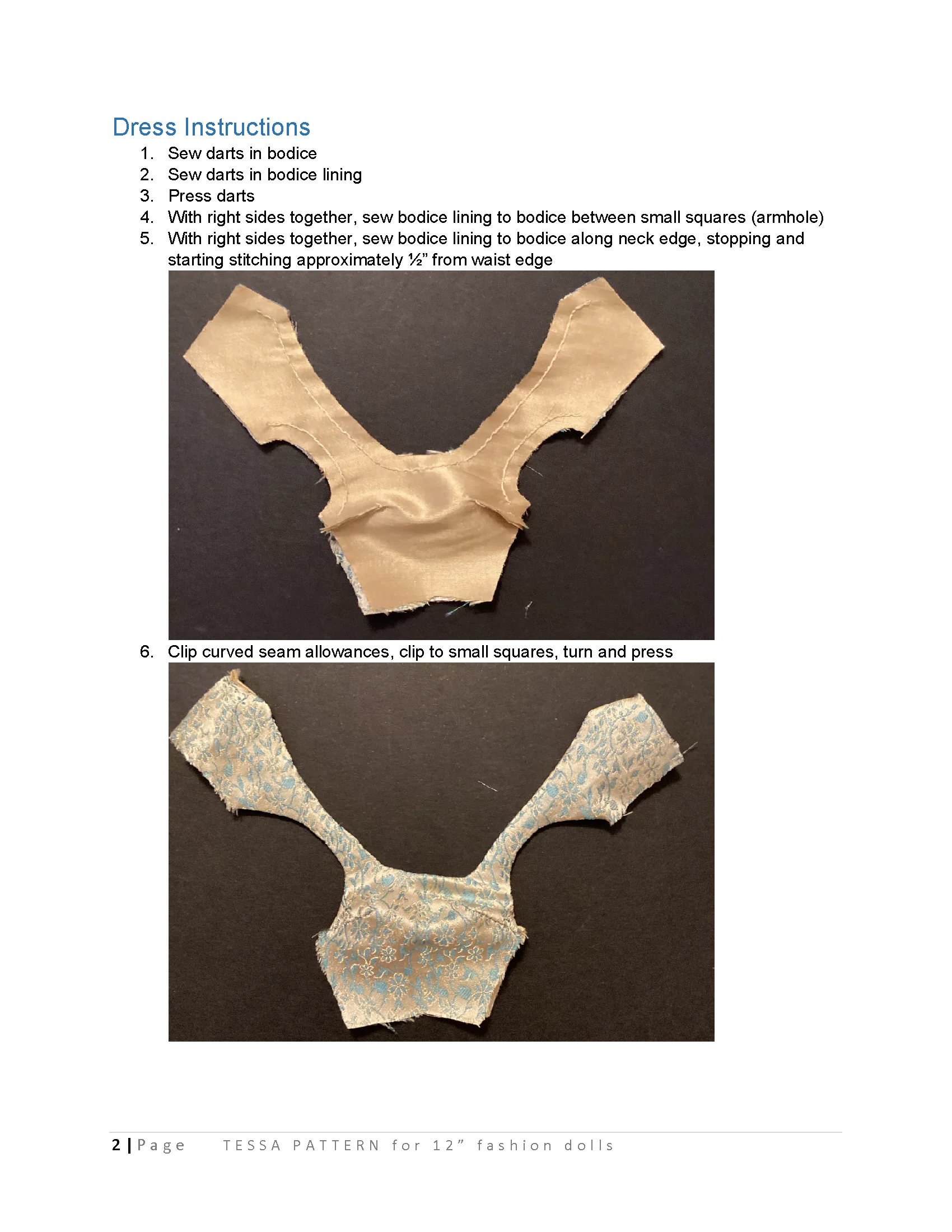 Tessa sewing pattern for 12