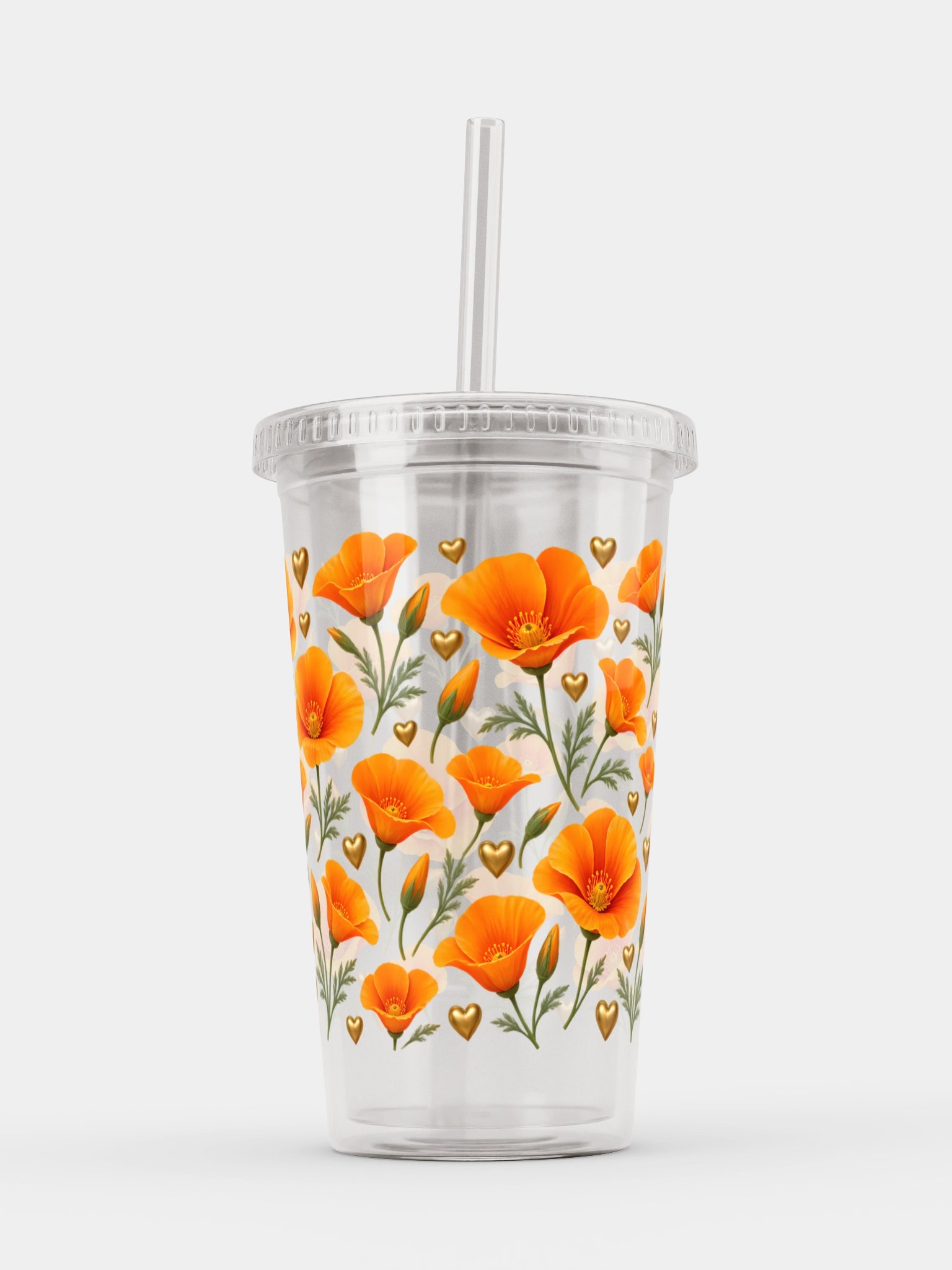 California Poppy Clear Dual Wall Tumbler 16 Oz (473 ml) product image (6)