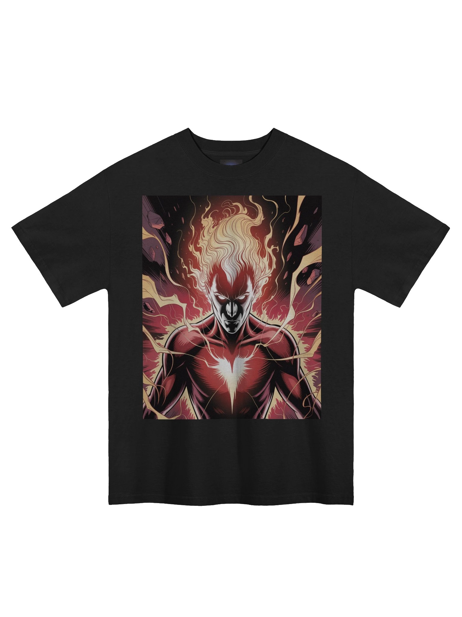 Dark Phoenix Flame Fury Oversized Faded T-Shirt – Cosmic Wing Eclipse product image (3)