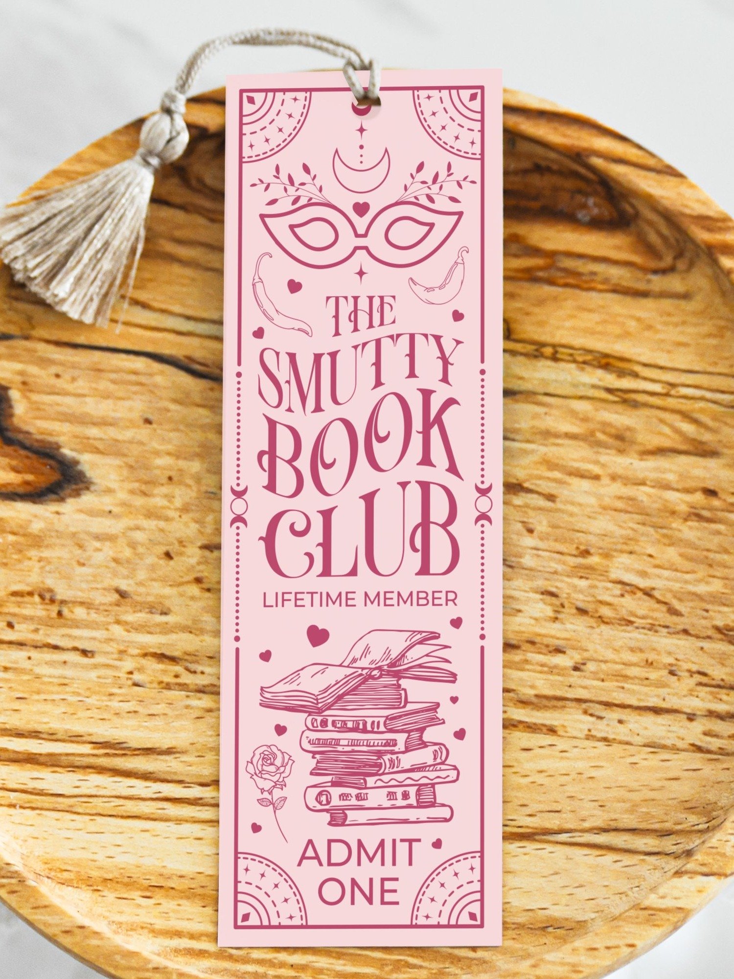 Smut Bookmark Dark Romance Book Club Boho Pink PNG, Witchy Celestial Printable Bookmarks, Bookish Merch, Digital Download, Gift for Reader product image (5)