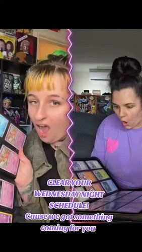 What do you get when you have 2 Pokemon girlies and binders full of cards?
Find out on Wednesday night live on Tiktok! 
@blue...