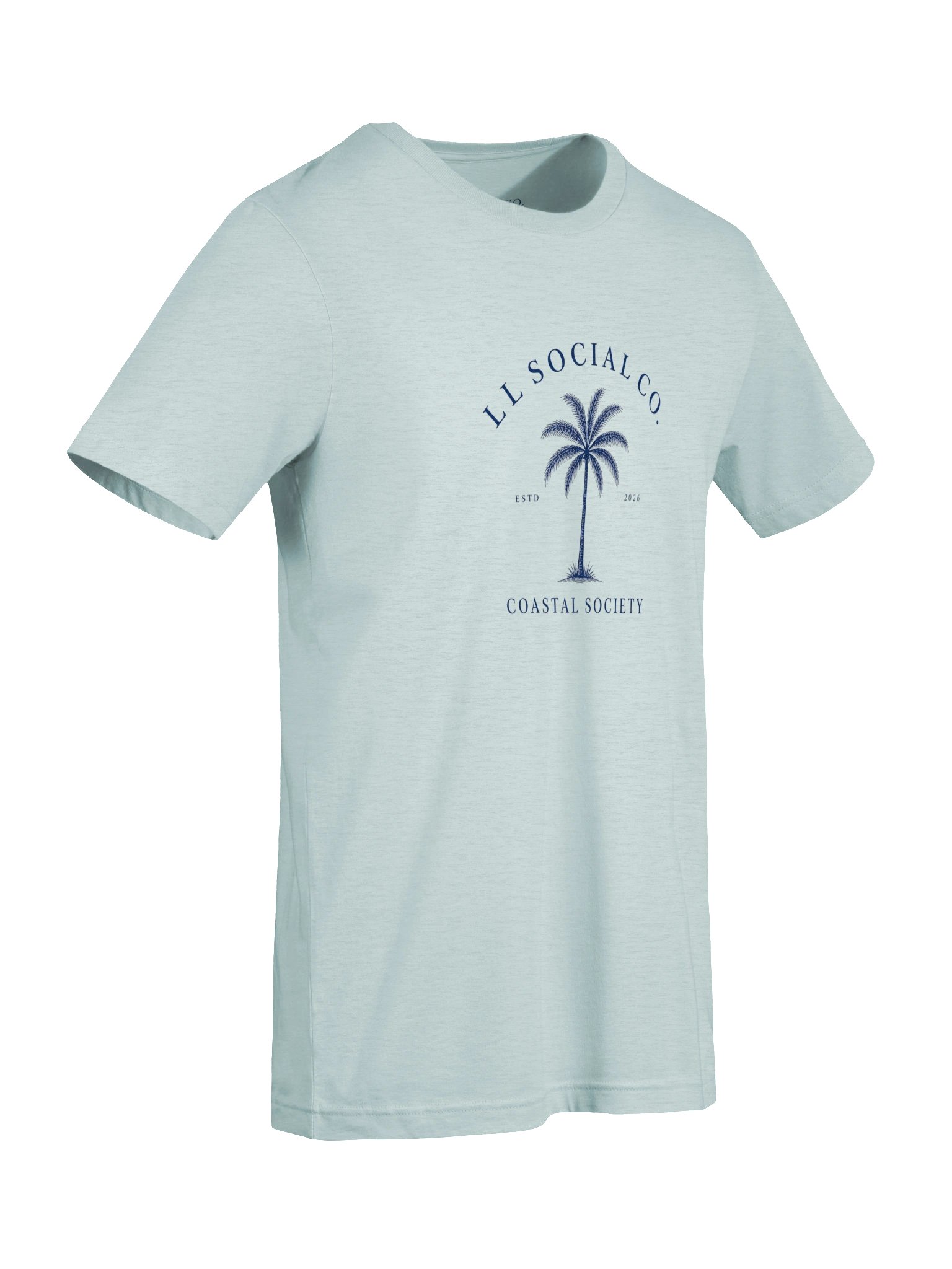 LL Social Co. Coastal Society Essential Tee — Palm | Navy (Front) product image (47)