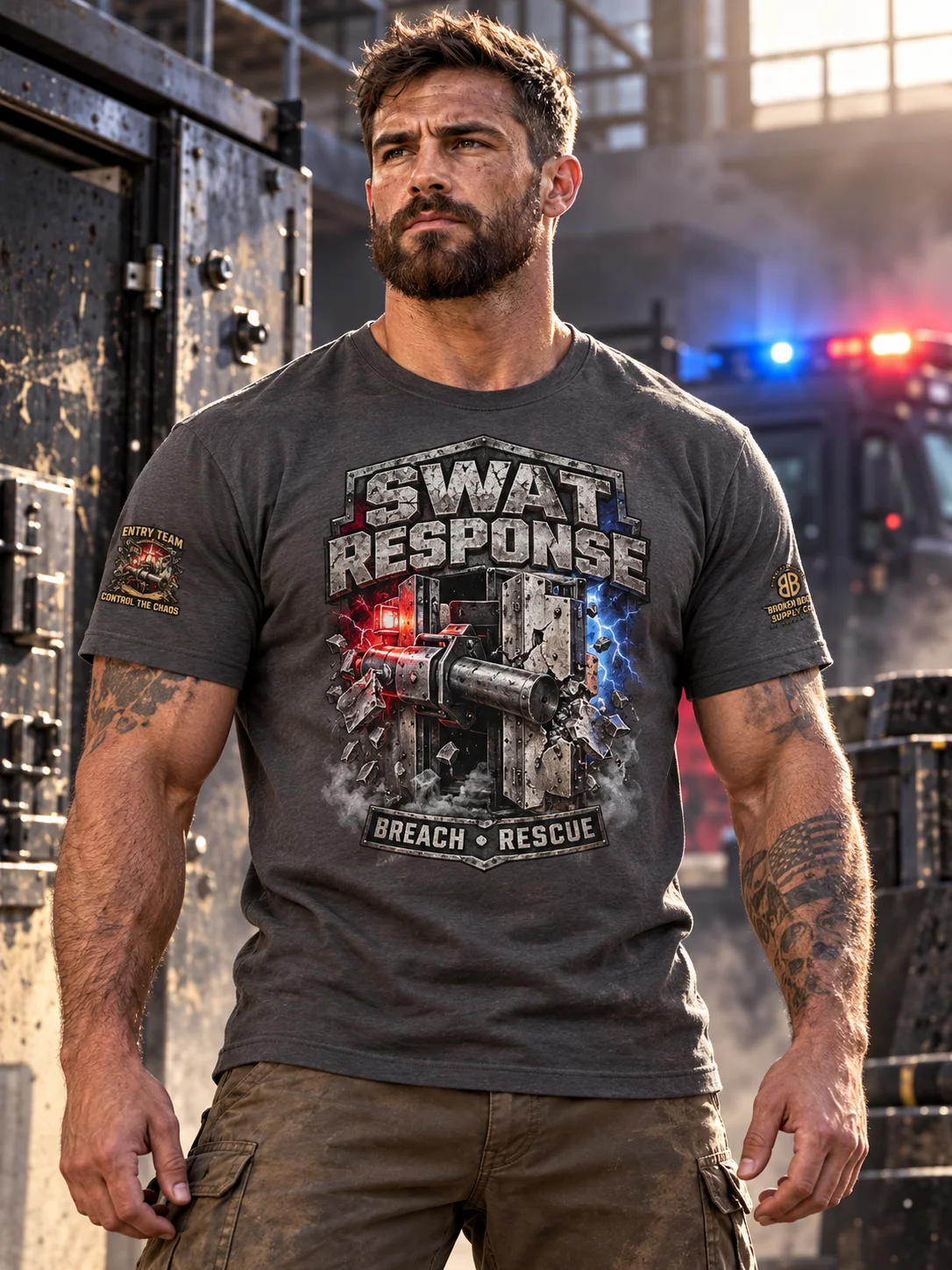 SWAT Shirt — Tactical Response “Control the Chaos” Front & Back Tee | Flat Out Broken™ product image (1)