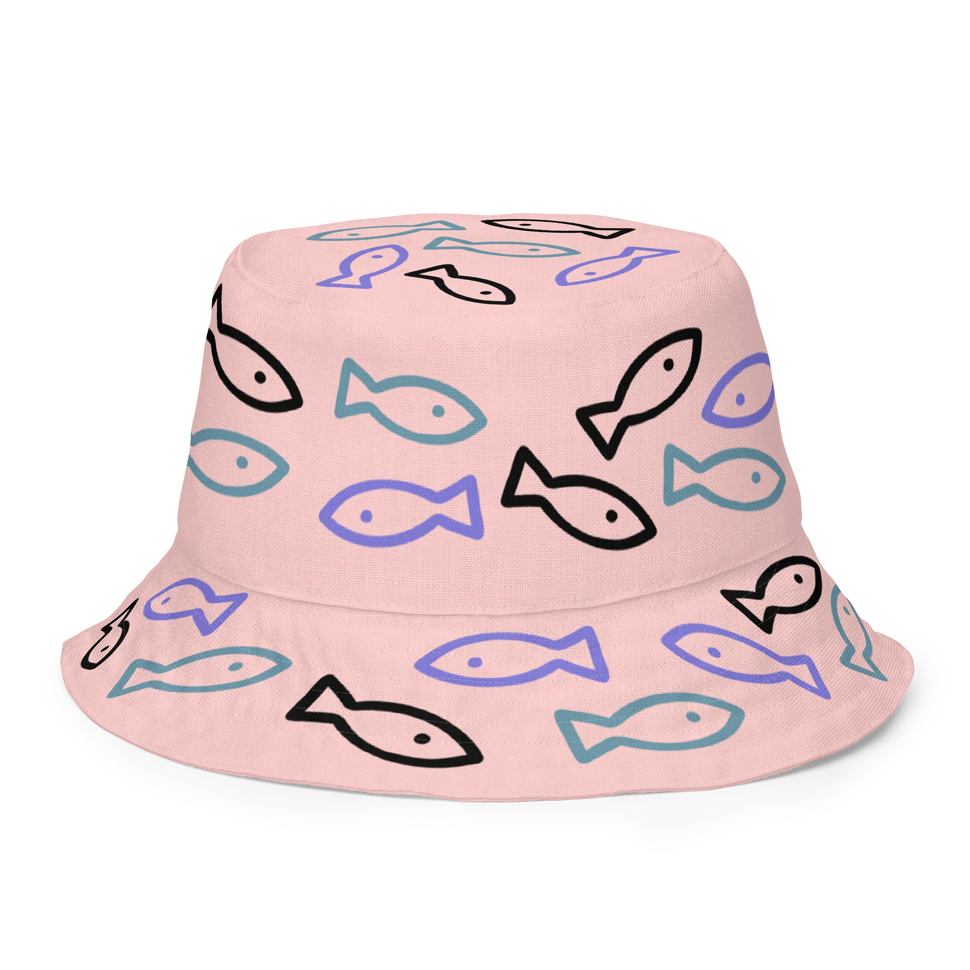 Pink Playful Fish All-Over Print Reversible Bucket Hat product image (8)