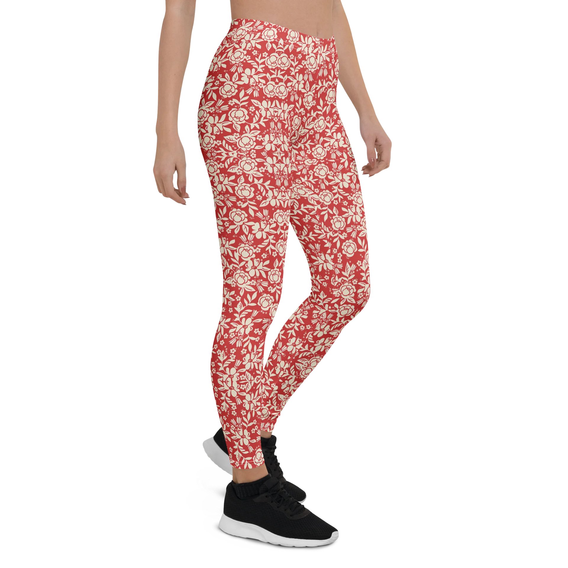 Red Floral All-Over Print Leggings product image (5)