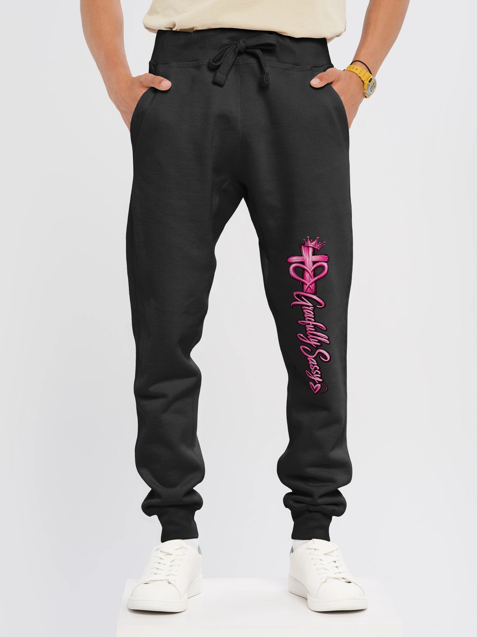 Gracefully Sassy Signature Joggers - Black & Pink product image (3)