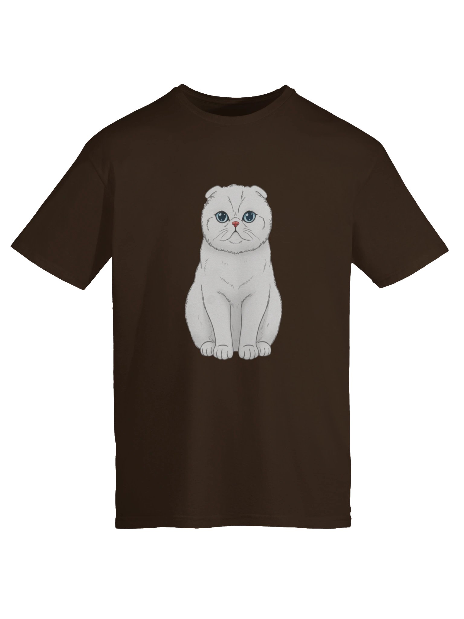 Adorable Scottish Fold Cat T-Shirt – Cute White Cat with Blue Eyes | Perfect Gift for Cat Lovers & Pet Parents product image (9)