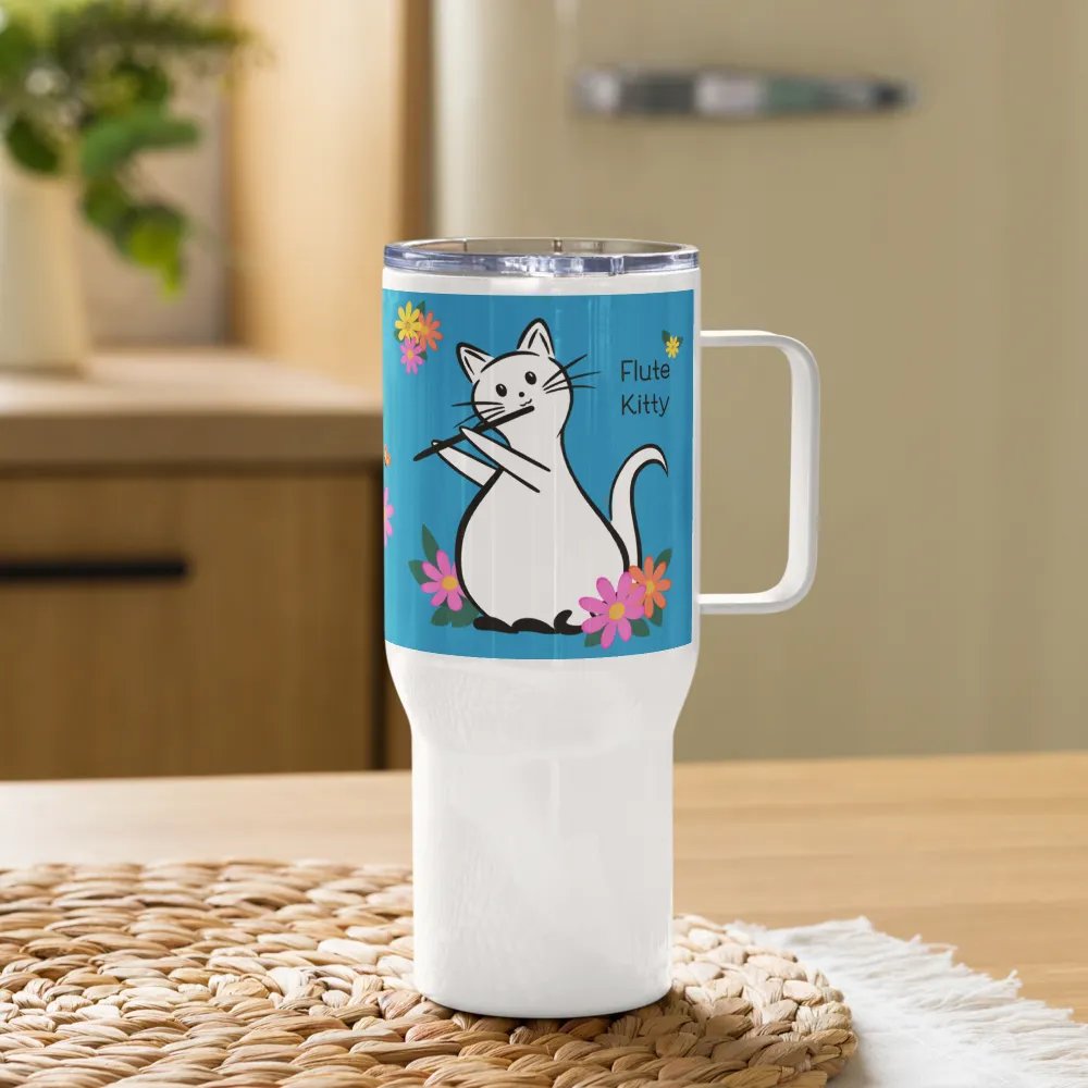 Flute Kitty Travel Mug w handle - C Flute product image (11)