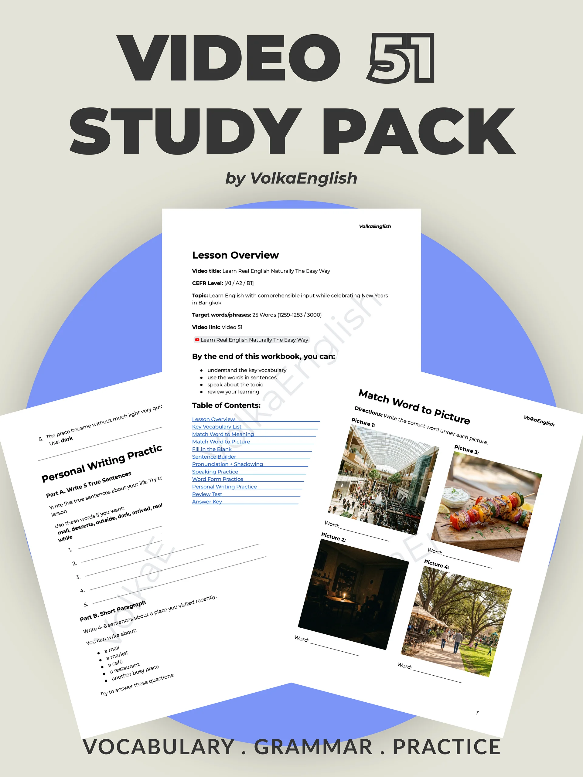 Learn Real English Naturally The Easy Way - Video 51 Study Pack product image (1)