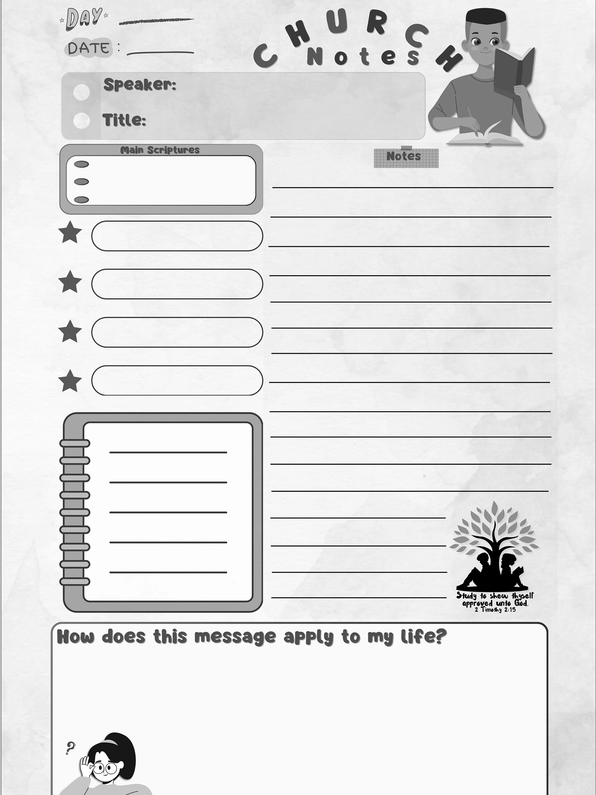 Sermon Notes Journal. 52-Week Youth Interactive Church Notebook product image (2)