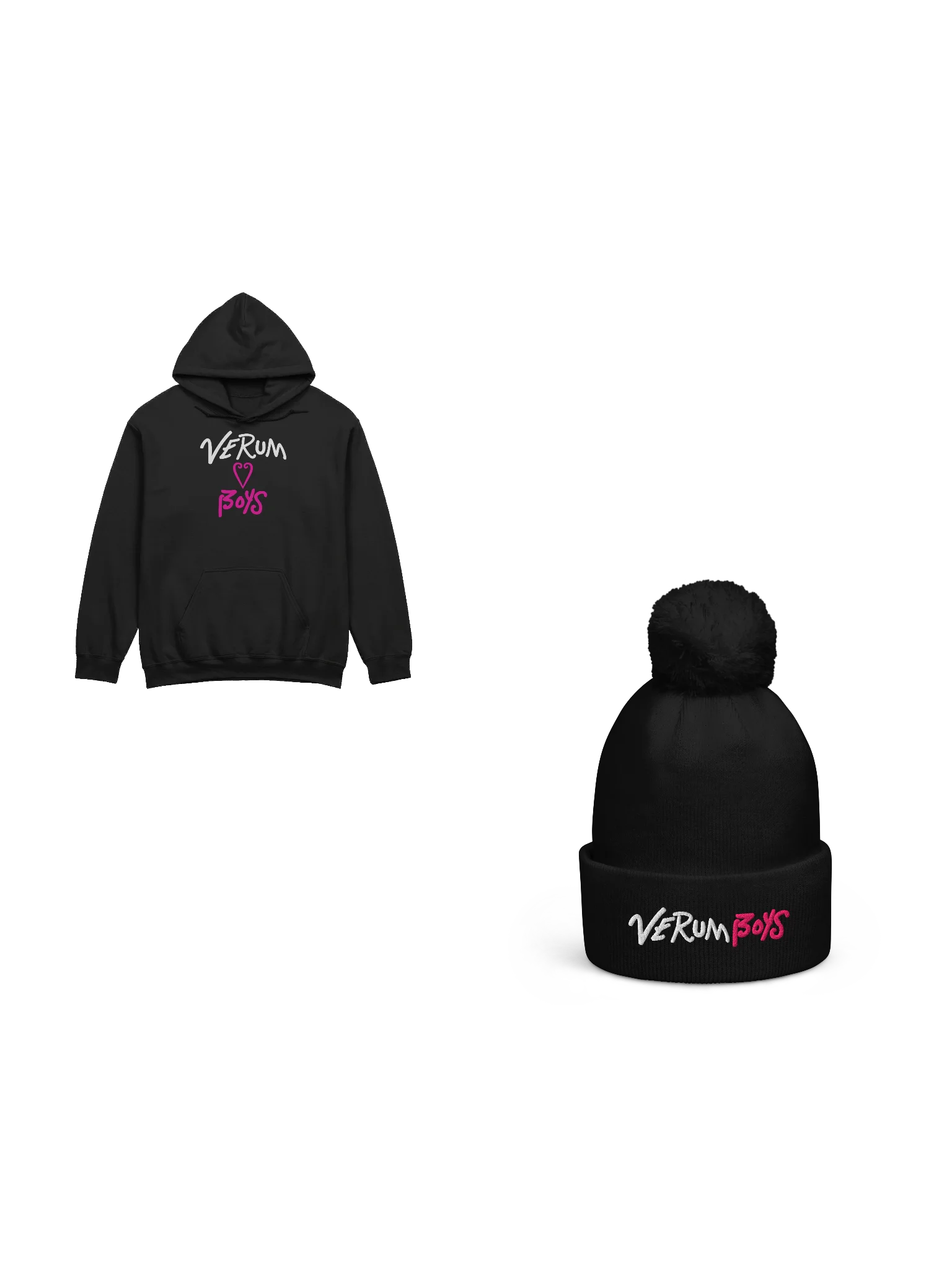 Verum Boys Beanie and Hoodie Bundle (White/Pink) product image (1)