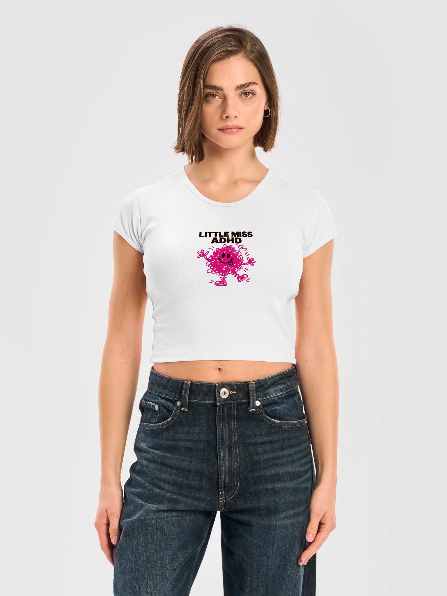 Little Miss ADHD- White crop Tee product image (3)