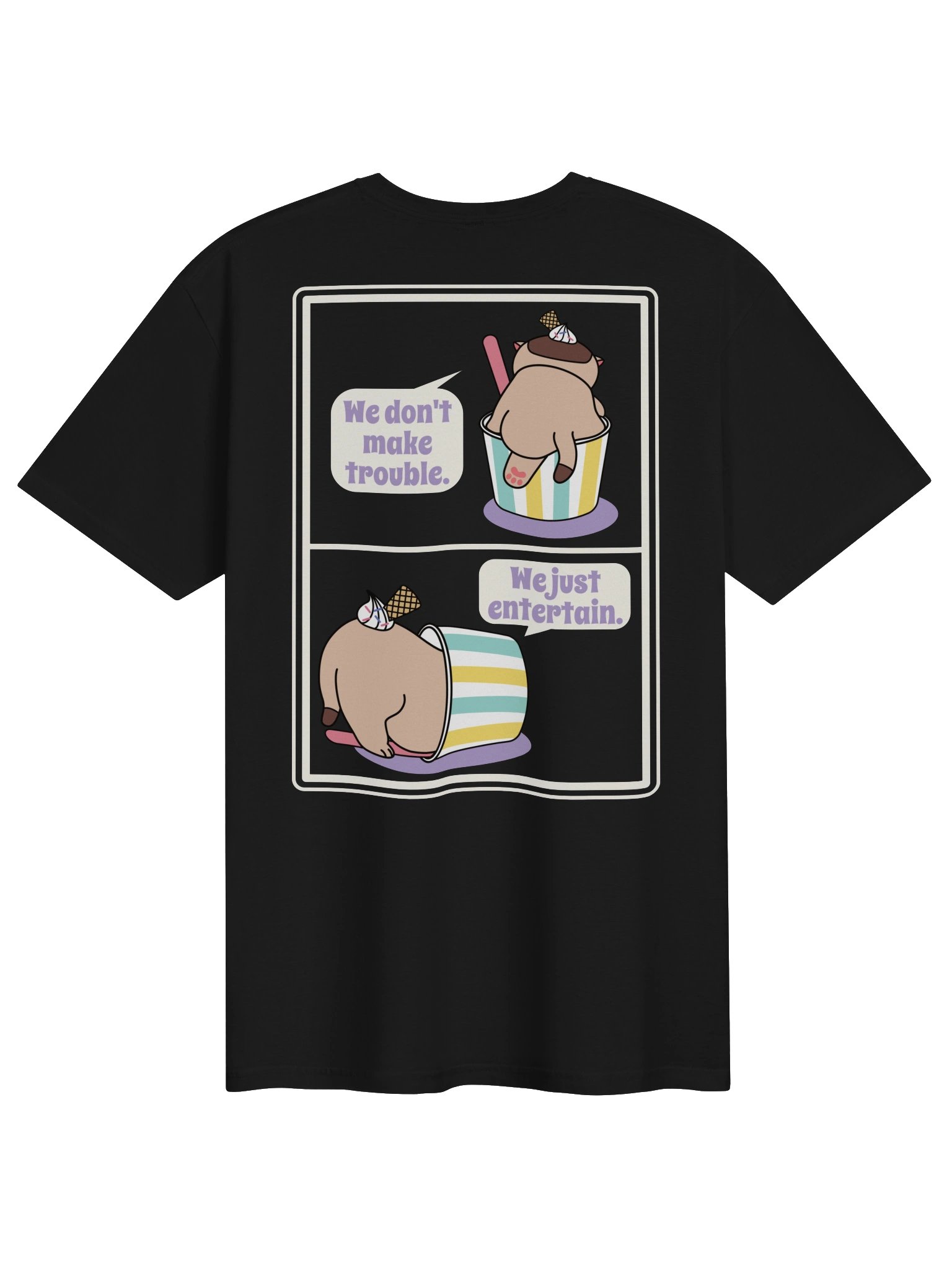 Sweet Trouble (Ice Cream Cat - Left Chest and Back Prints) - Unisex Adult Super Soft Lightweight T-shirt product image (1)