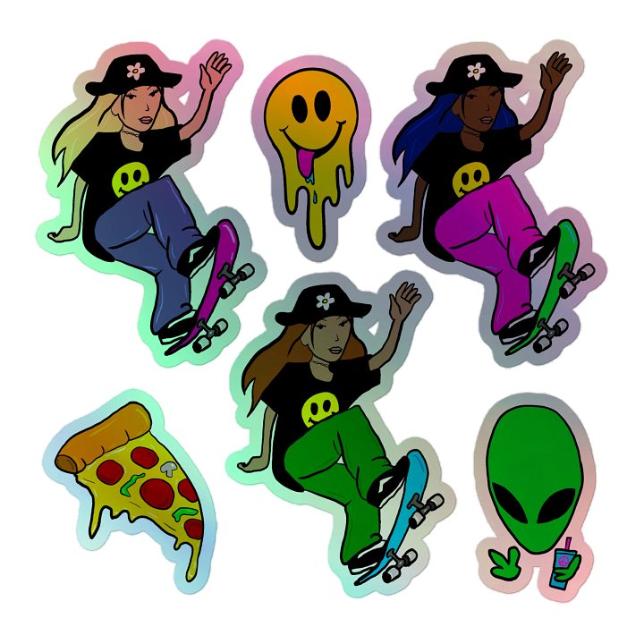 Skateboarder Holo Sticker set product image (1)