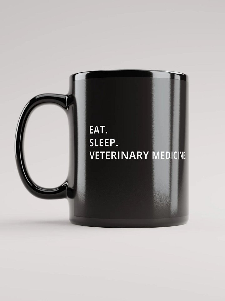 "Eat, sleep, veterinary medicine" black glossy mug product image (1)