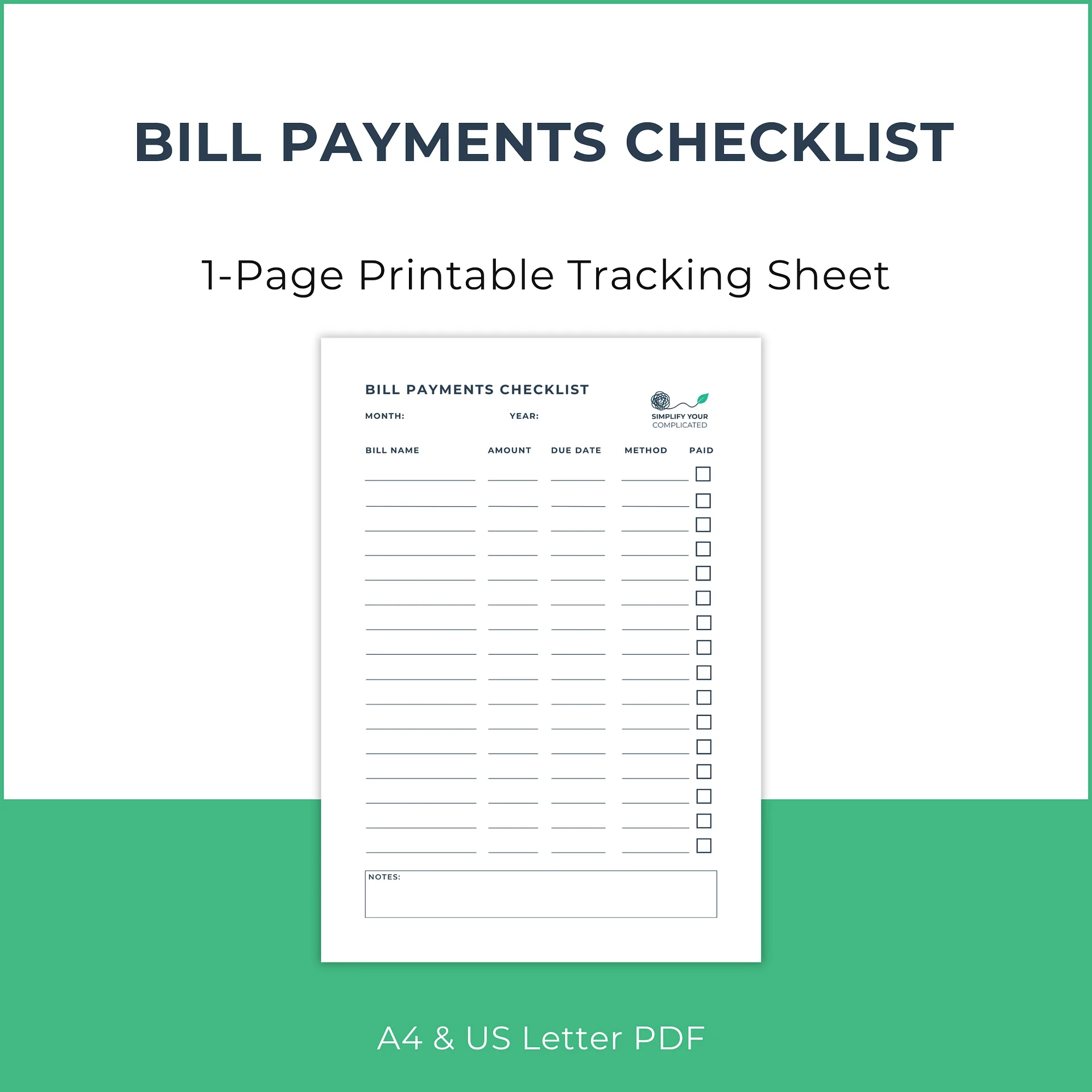 Bill Payments Checklist product image (1)