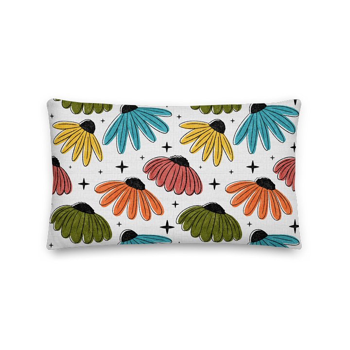 Retro Halftone Coneflowers Throw Pillow product image (2)