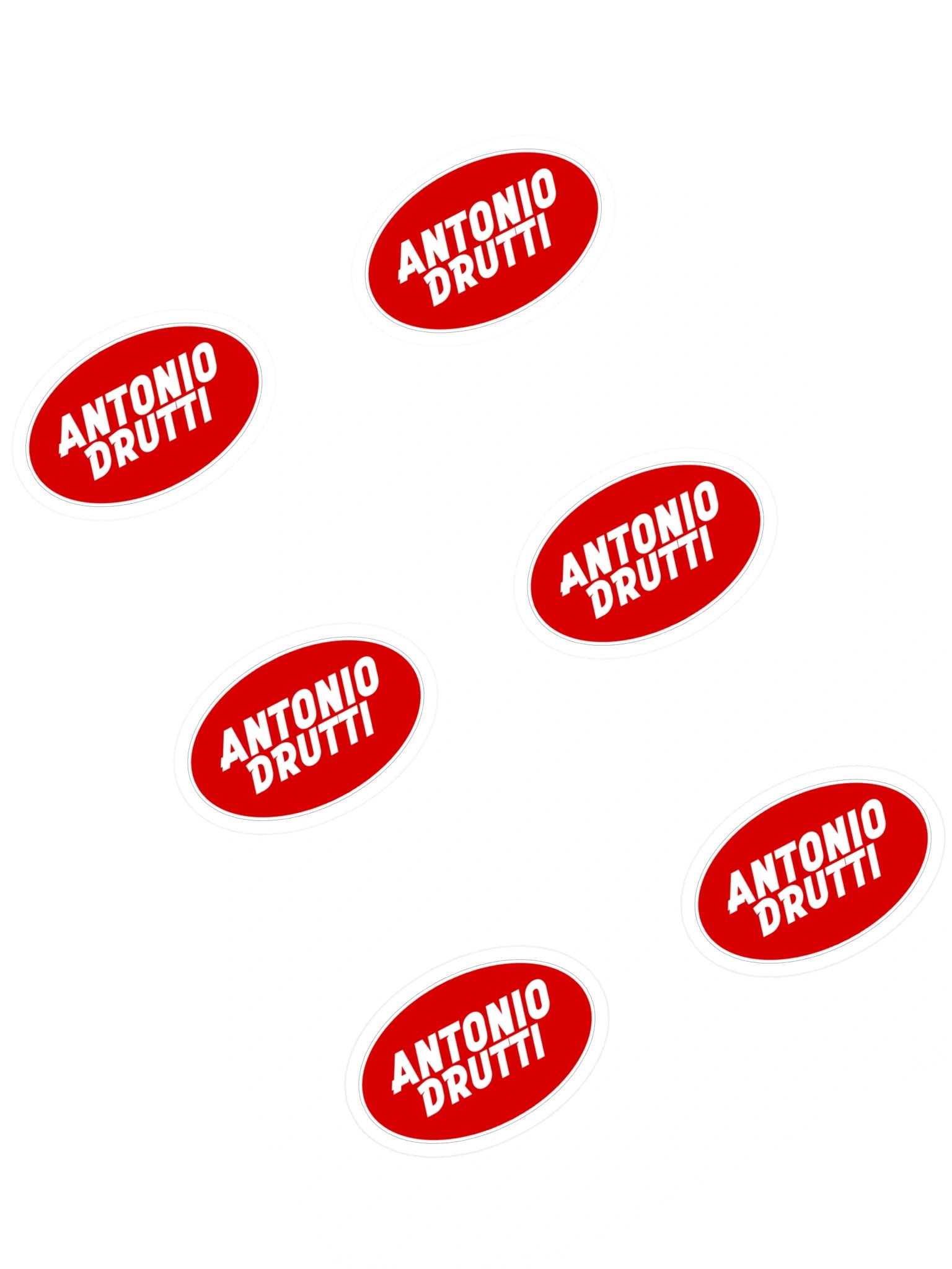 Antonio Drutti Red Oval Logo Sticker Sheetn, 6 Stickers met witte rand product image (1)