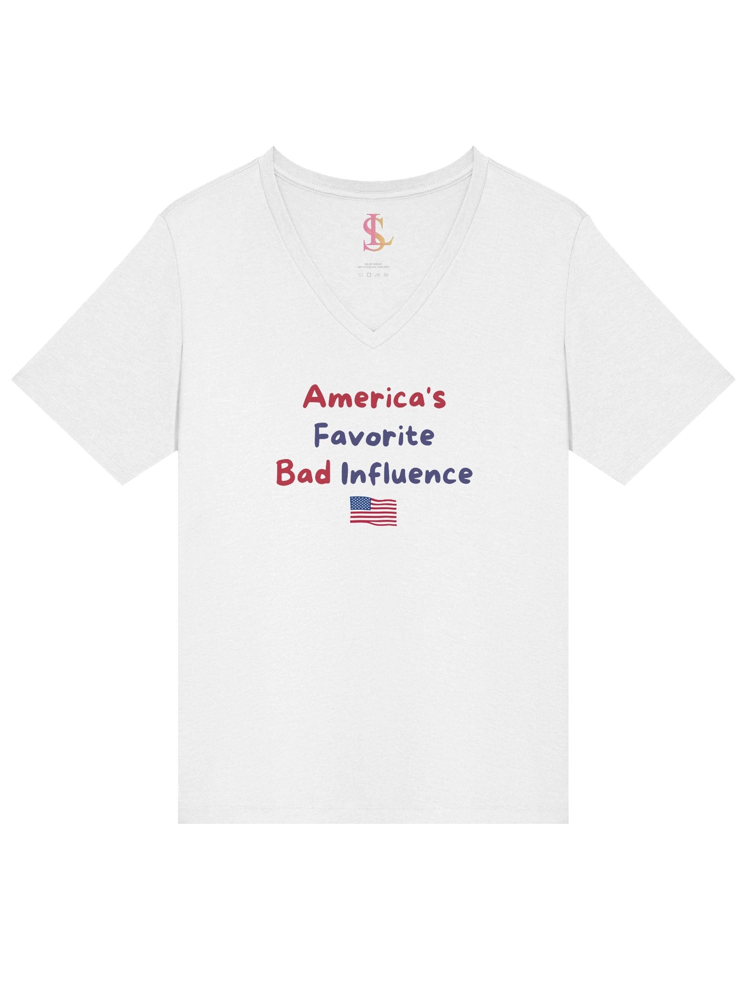 America’s Favorite Bad Influence – Women’s V-Neck Graphic Tee product image (3)